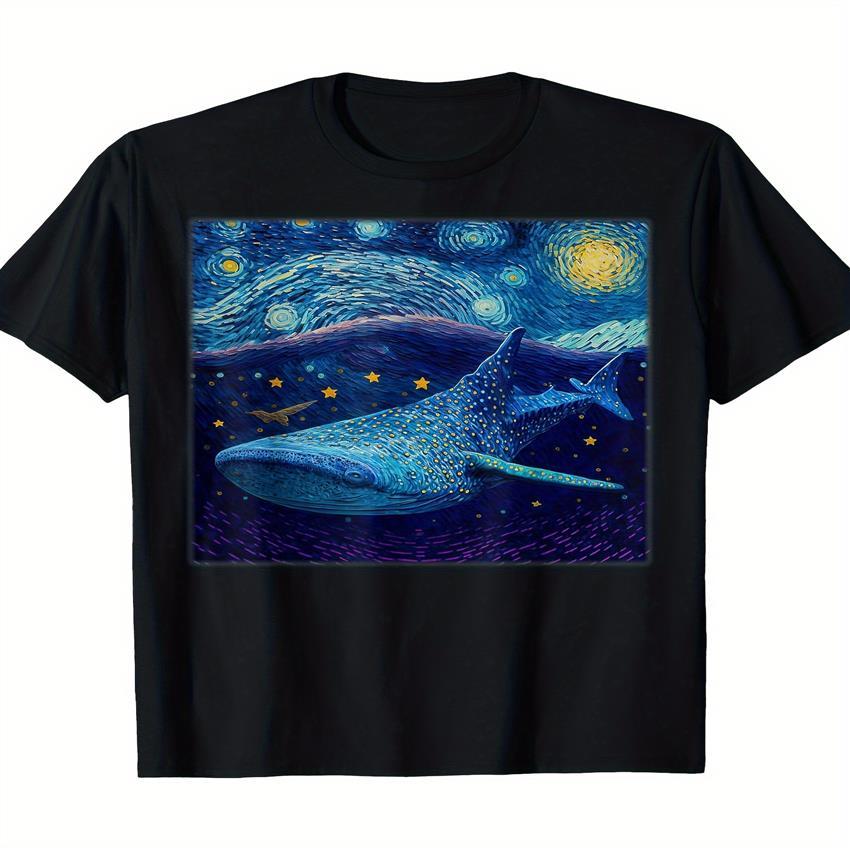 herren t shirt surrealistischer sternennacht walhai grafik Temu