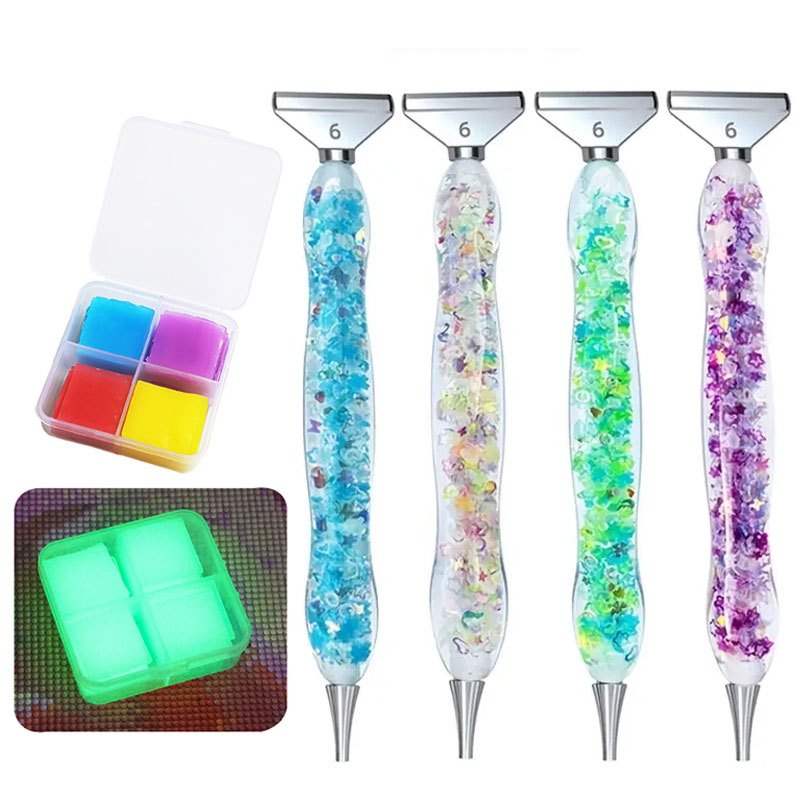 

Luminous 32pcs/box Wax Glue Clay With Luminous Resin Diamond Painting Pen Tool Set, Tools Accessories Colorful Point Drill Pen With 6 Heads, Glue Wax Tool Diy Craft Supplies