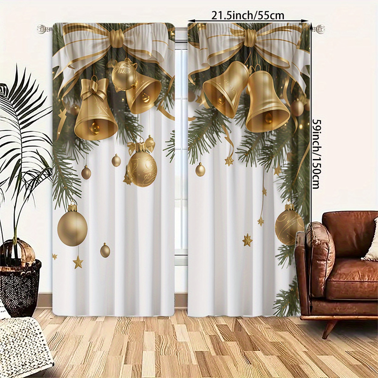 TEMU 2 Pieces Made Of Polyester Material, Featuring High-definition Digital Prints With Christmas Themes, Including Patterns Of Golden Christmas