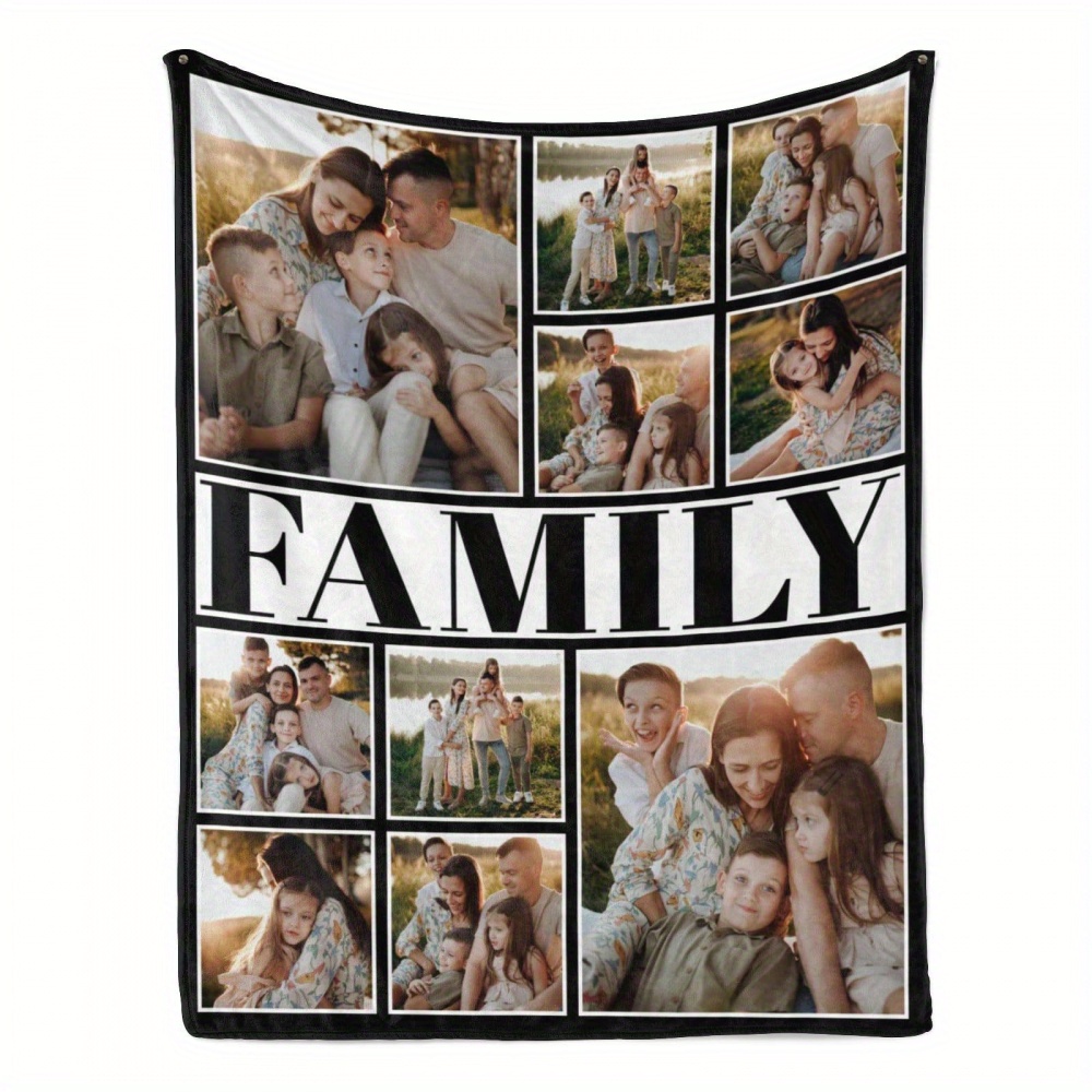 TEMU 1pc [custom Photo Blanket] Personalized Photo Blankets - Custom Family Blankets With Pictures For Adults - Warm Throw Blanket For Sofa, Soft