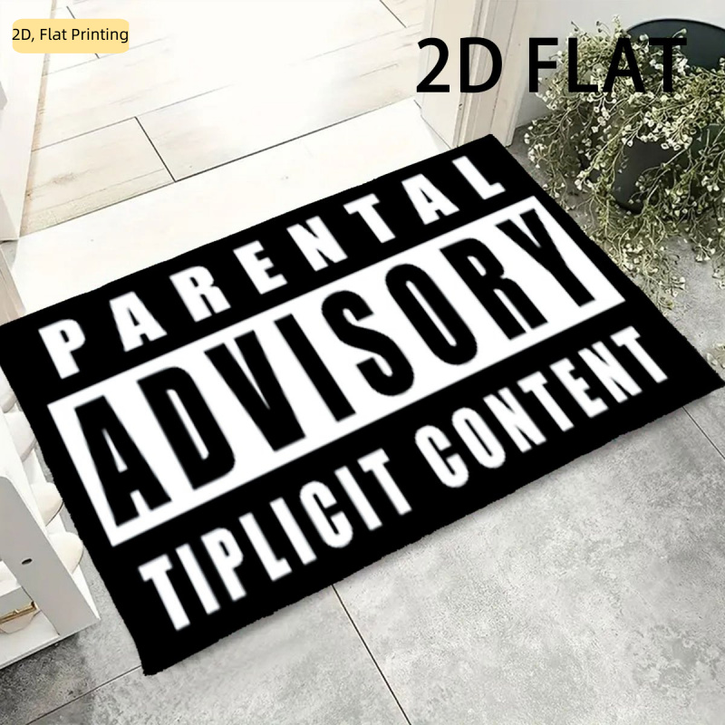 TEMU 2d Flat, 2d For Fiat 1pc Warning Sign+ "parental " Slogan Floor Mat, Suitable For Indoor And Outdoor Use, For Living Room, Bedroom, Bathroom,