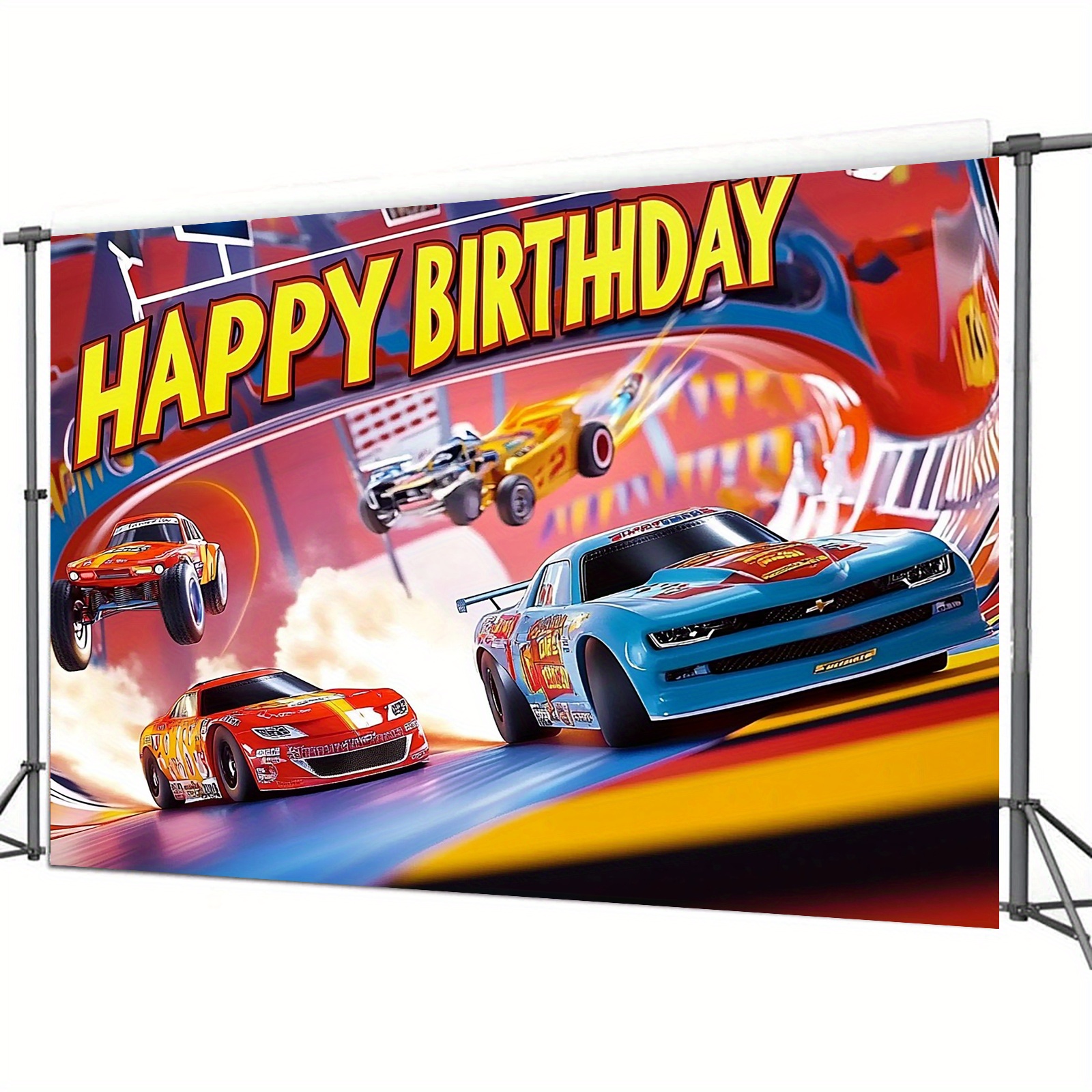 Vaisselle Anniversaire Voiture Toile Fond Anniversaire Voiture Course - 1.5 X1.2m - Décoration Fête Garçon Décoration Fête Thème Voiture