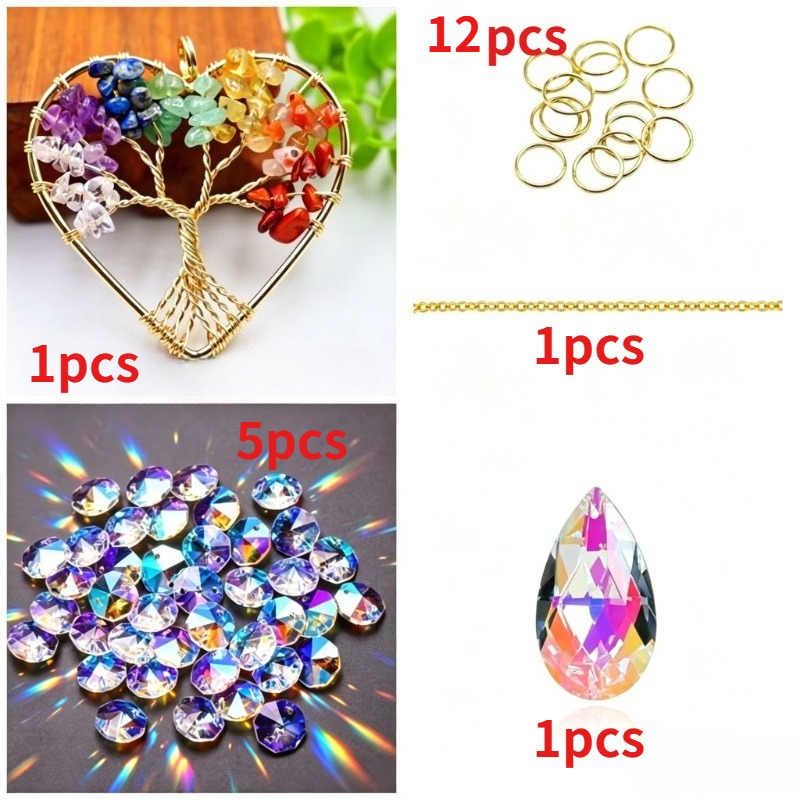 TEMU The 20pcs Set (1 Heart-shaped Piece+1 Bead+ Octagonal Beads+12 Connecting Rings+1 Chain) Is Suitable For Wedding Decoration, Used As A