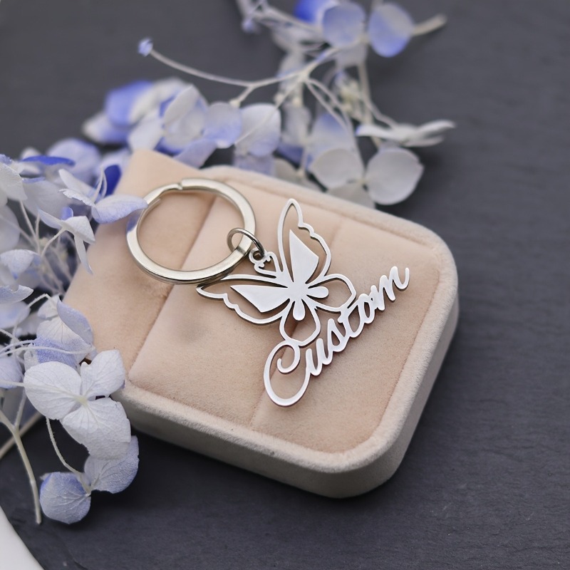 TEMU Personalized Name Keychain - Custom Cursive Letters With Pendant - Stainless Steel Birthday/christmas/valentine's Day/graduation Gift - Custom