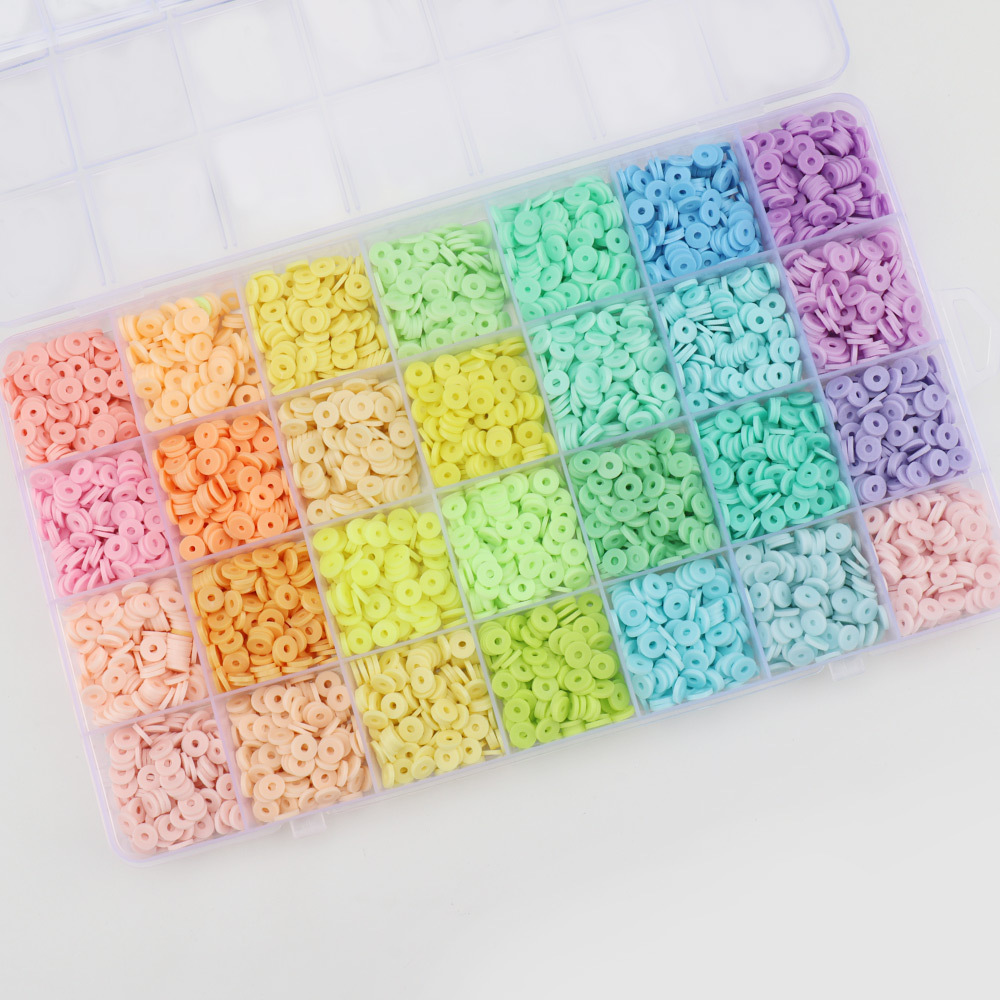 TEMU Kit per Creare Braccialetti con 28 Griglie di Perline in Argilla, Perline Polimeriche Spacer Heishi e Kit Gioielli con Elastici, Idee Regalo per