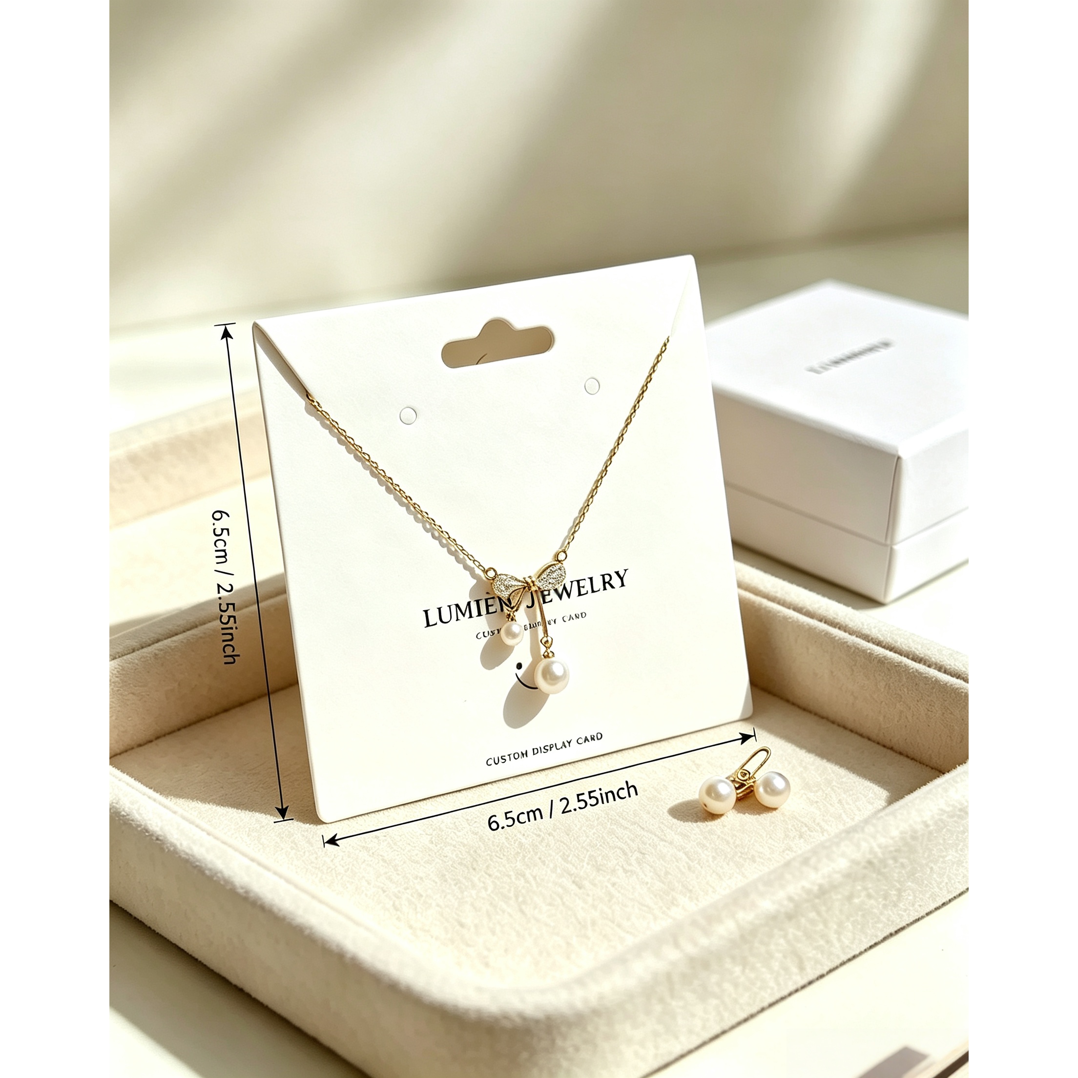 TEMU Personalized Custom Jewelry Display Cards & Packaging Tags - Matte Thick White Paper Suitable For Small Business, With Custom Logo/text For