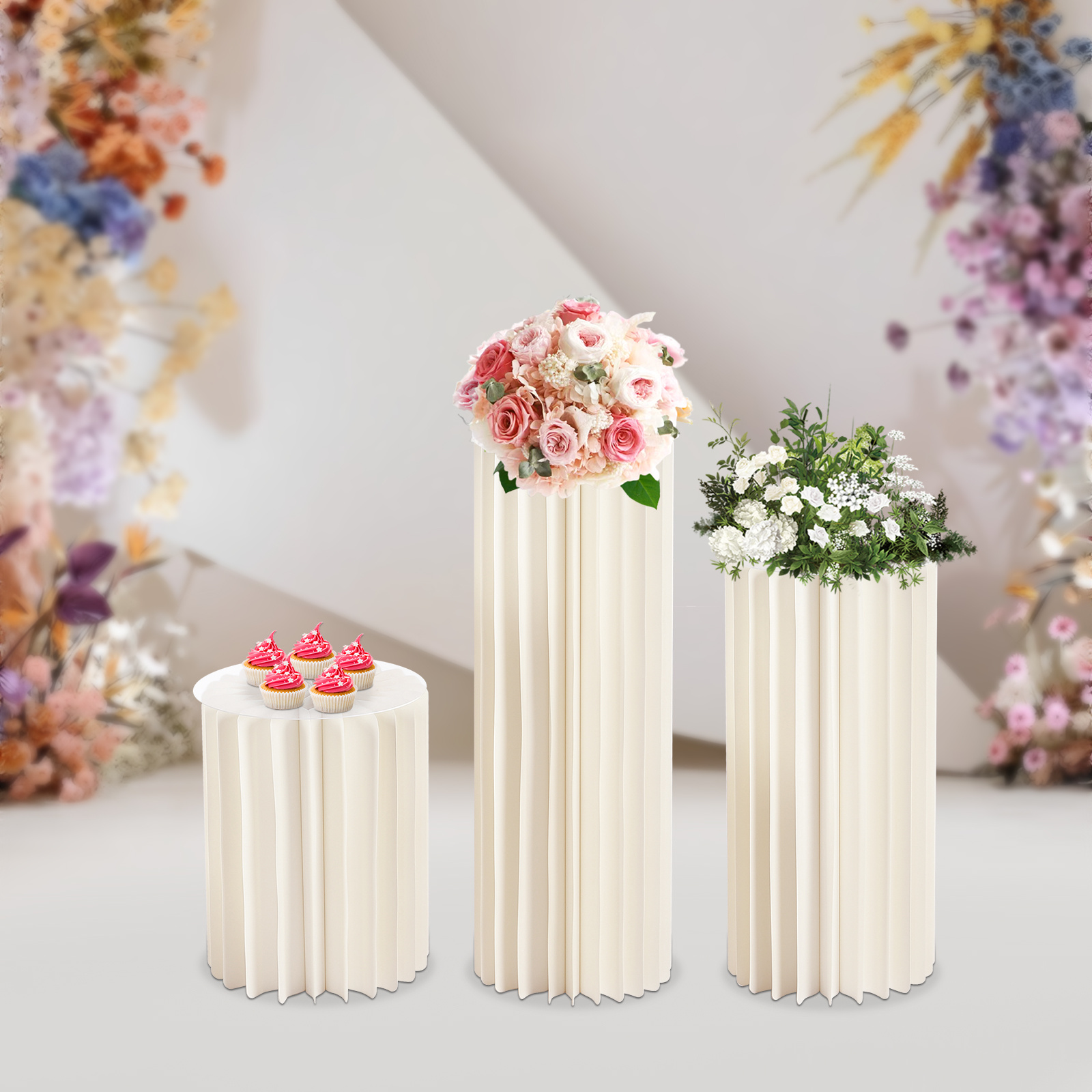 TEMU Collection de présentoirs pliables pour fleurs en papier, style , avec des bases en PVC de 2 mm, de supporter 110 livres. Ils ont des bords