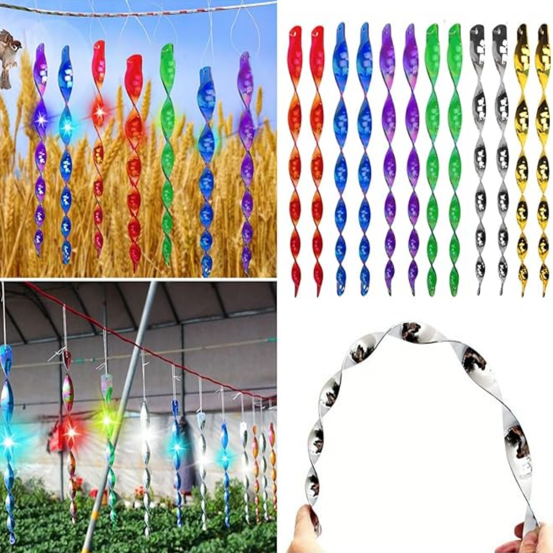 

4/6/8/10pcs Bird Wind Twist Reflective Bird Repellent Stick, Hanging Spiral Rods, , And The Sunlight, Suitable For , Farms To Drive Away Birds, Decorate Courtyards, Rooms