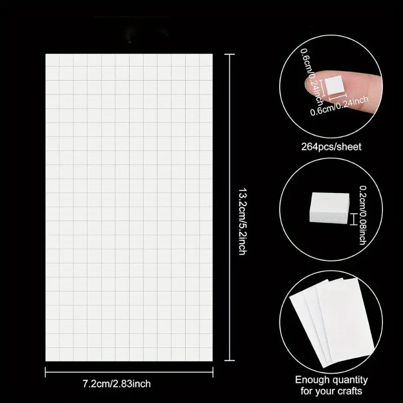 528pcs 3d Foam Squares(0.24inch/6mm)- Double Sided Permanent Tape, Heavy Duty Craft Mounting For Diy/scrapbooking/photos, No Residue& Damage-free! Christmas/valentine's/halloween Decor Supplies