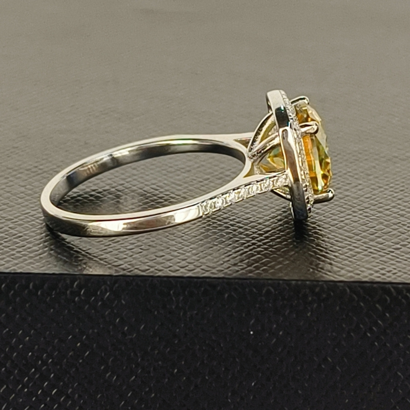 1/2/3 Carat Classic Yellow Square Baguette S925 Moissanite Ring