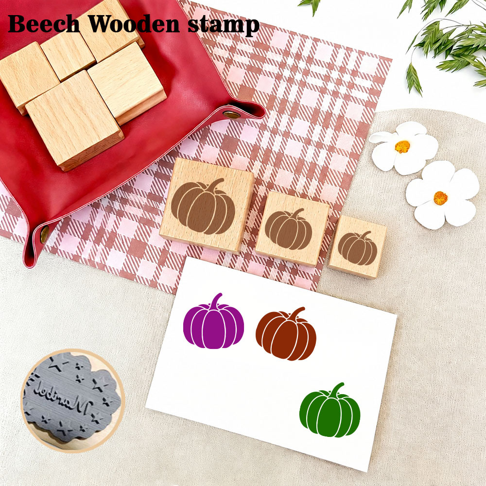 Small Decorative Pumpkin Rectangular Wooden Stamp
