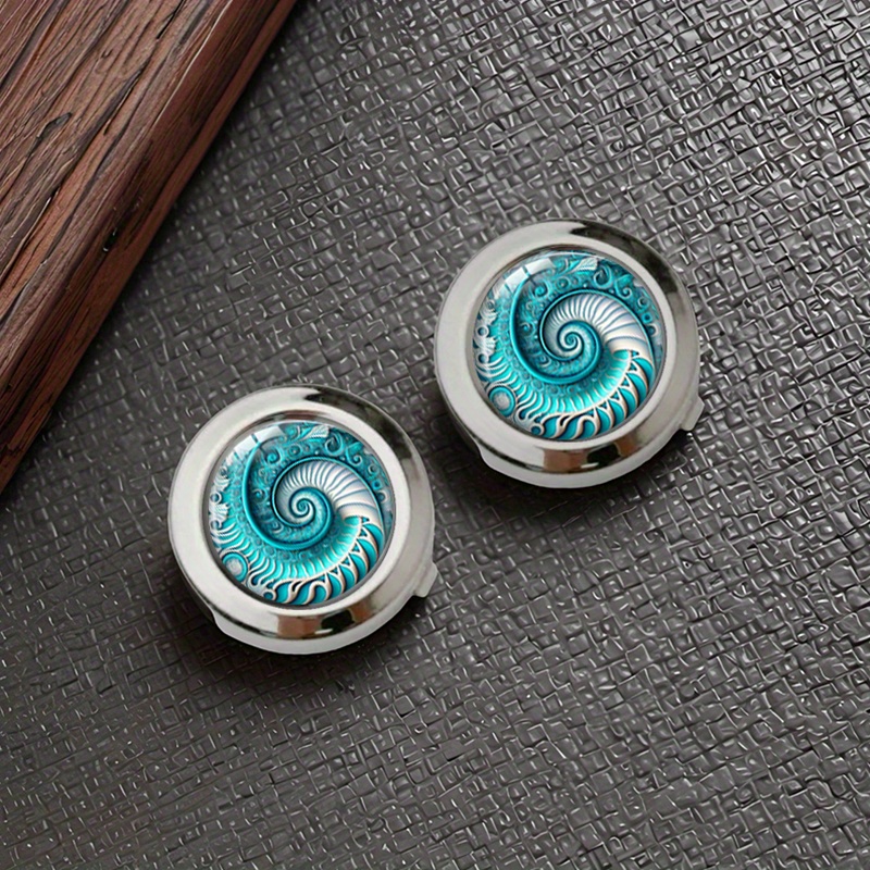 2pcs Fibonacci Water Spiral Button Decoration Men's Shirt Decorative Set Gift