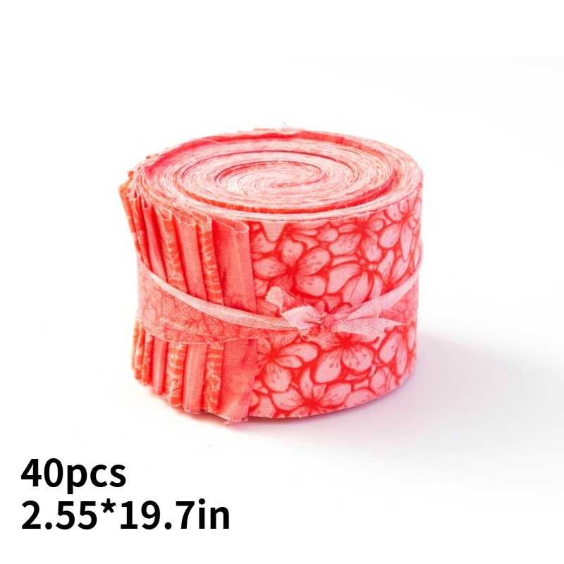 TEMU 40pcs 6.5*50cm (2.55*19.7in) Cherry Pattern, Sewing Fabric Pack. Suitable For Hand Sewing, , Doll Making, Bag Decoration, Home Decor. Hand Wash