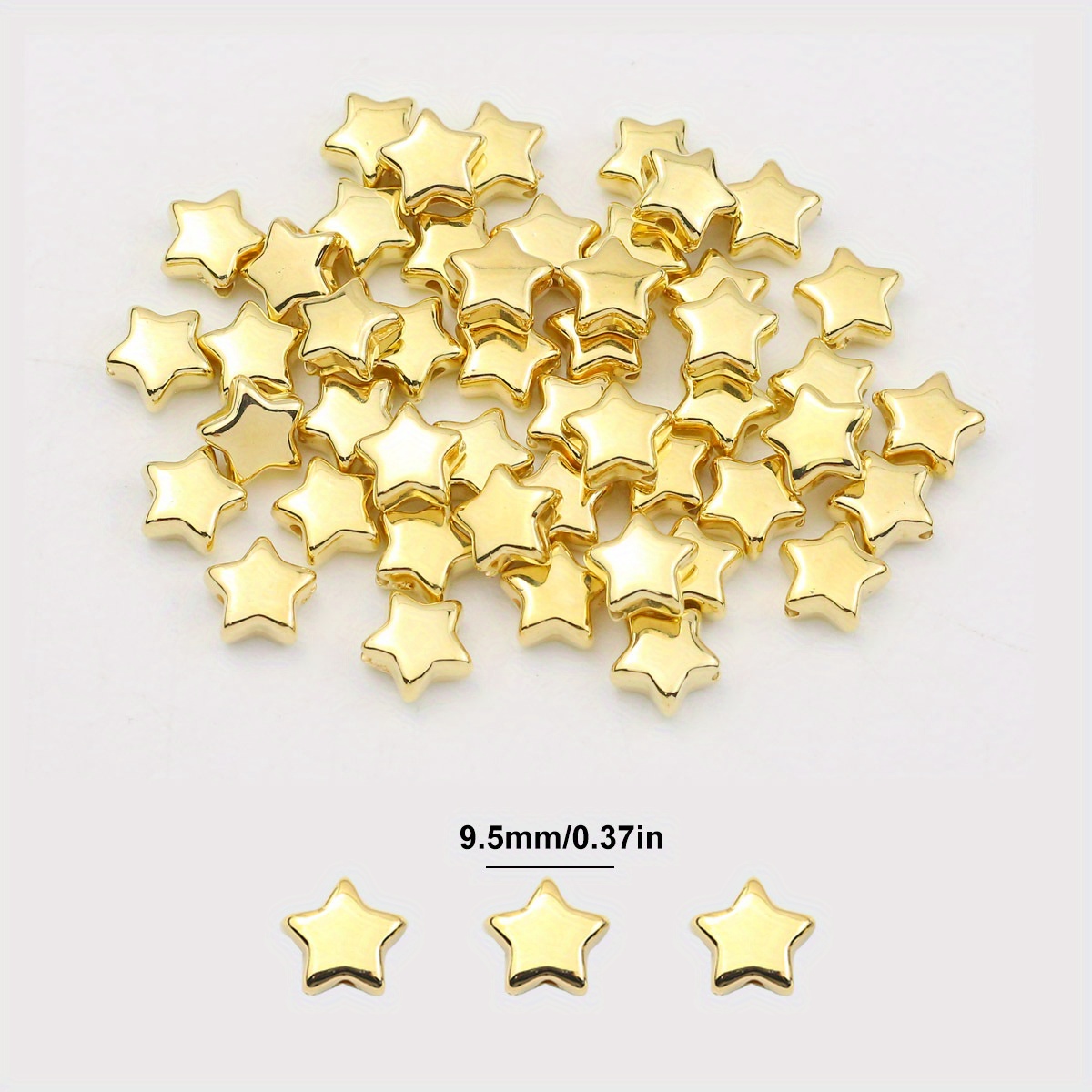 TEMU Ca. 303 Stück 9,5 mm sternenförmige, geometrische, glänzende Acrylperlen mit Löchern, verwendet als dekorative Abstandshalter für Schmuck,