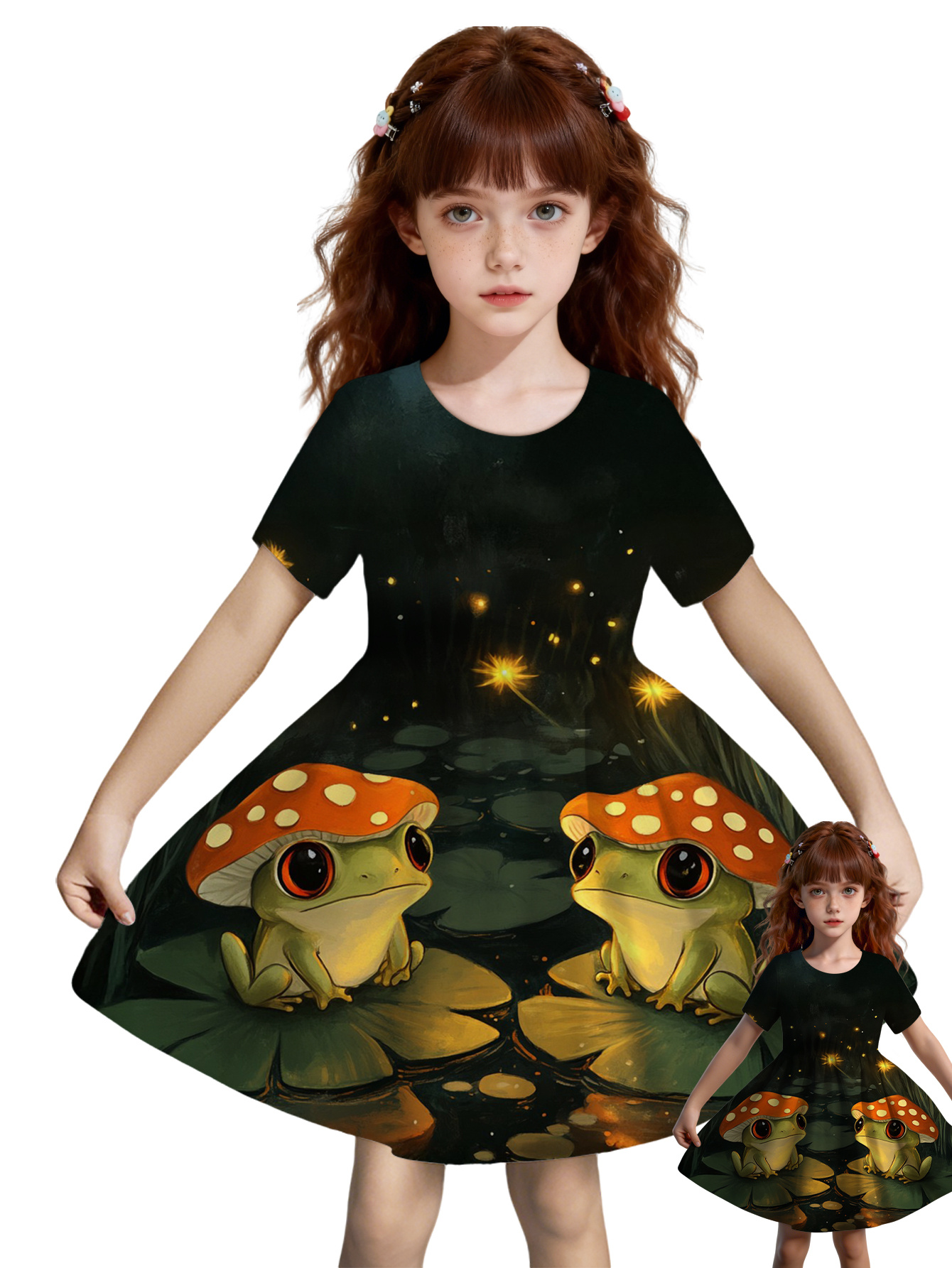 white christmas dresses Matcha Frog Pinafore main image 1