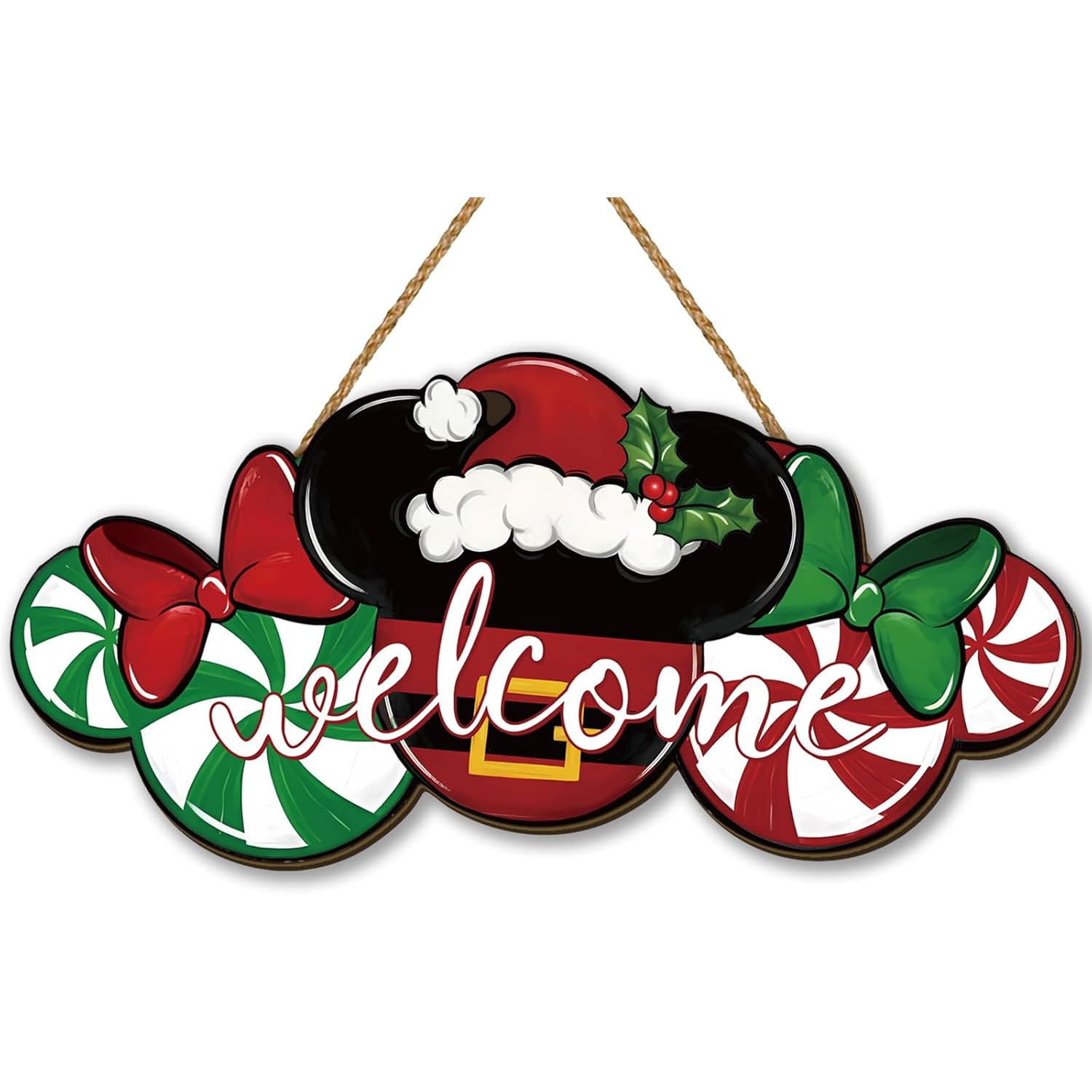 TEMU Plat 2D, Décoration de Noël Plate 2D, Panneau Suspendu Souris de Dessin Animé de Noël, Décor de Porte de Cuisine de Noël d'Hiver du Nouvel An,