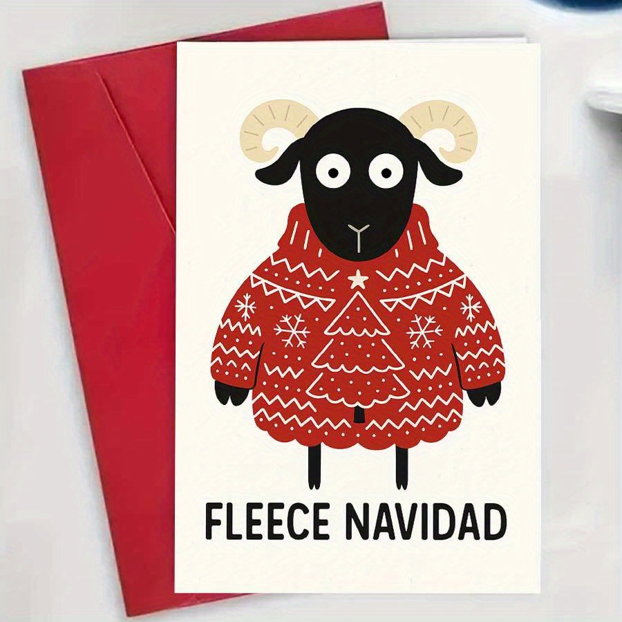 TEMU 1pccute Sheep Christmas Card Perfect For And Coworkers Holiday Greetings And Seasonal Cheer In A Warm Festive Designenvelope + Greeting Card
