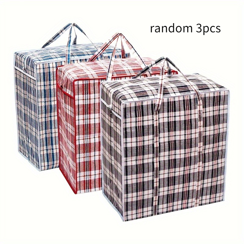 TEMU Lot de 1/3 grands sacs de déménagement robustes et durables - Réutilisables, sac de rangement à fermeture éclair, grande - pour le rangement de