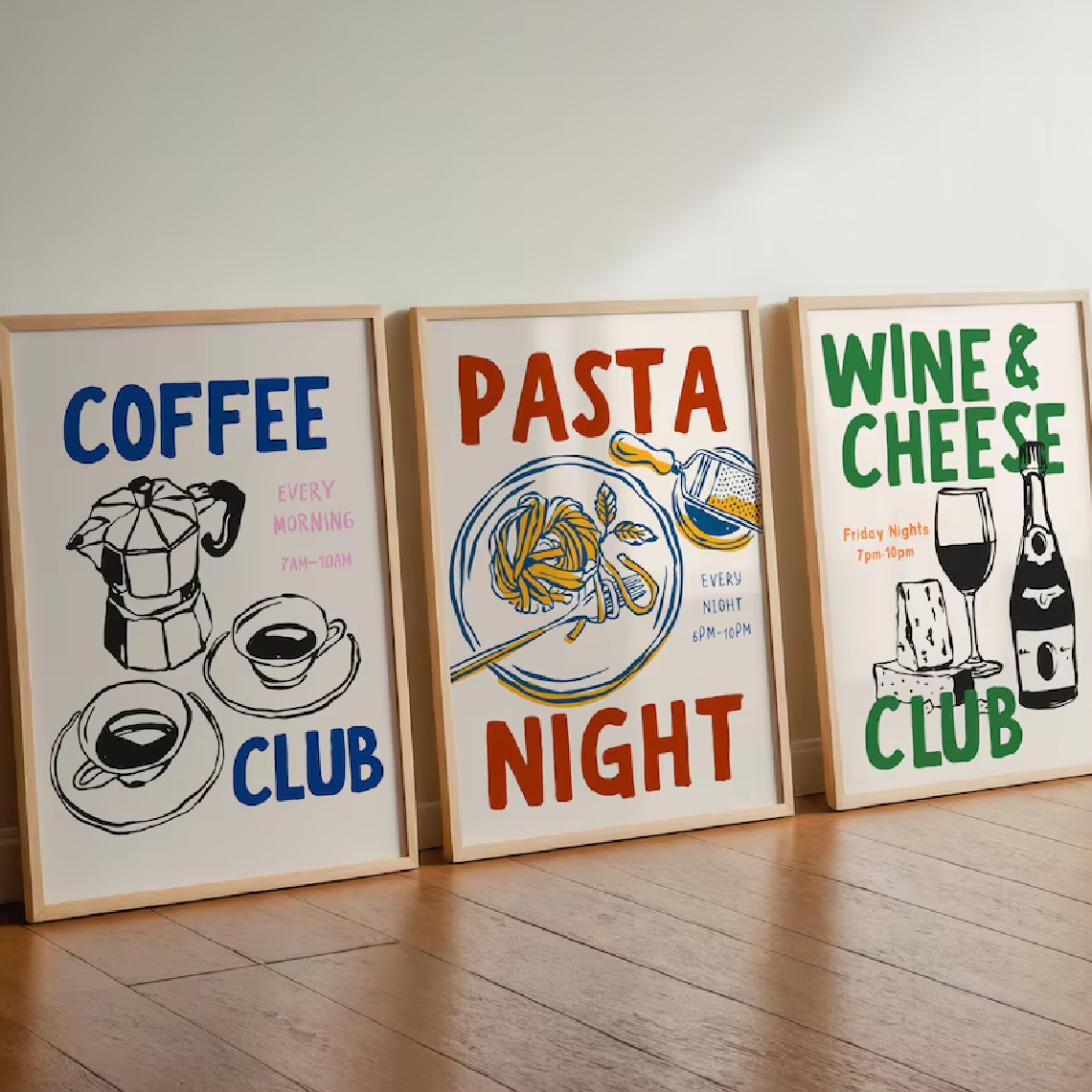   od 3, zidna umjetnost, vintage poster set za kuhinju, zidna umjetnost s temom hrane, digitalni printovi coffee , galerijski set za pasta night, trendy zidna umjetnost s temom vina i  , pogodno za ukras kuhinje, poklon za prijatelje, poklon za useljenje, bez okvira