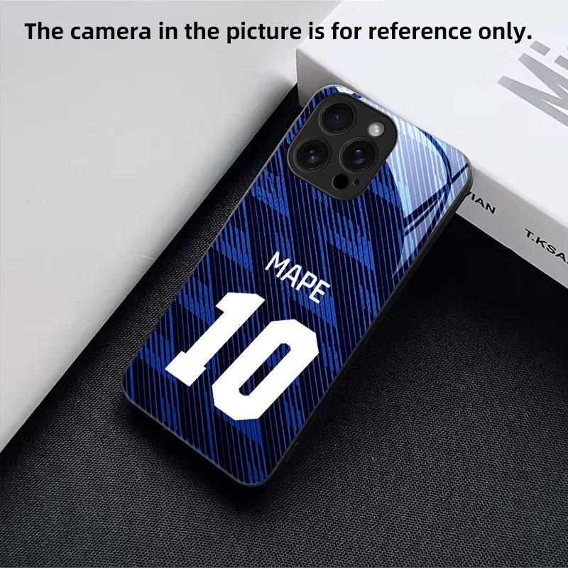 TEMU Phone Case - Diy Numbers And Names For Football Pattern Uv Printing Phone Cover Glass Phone Case Hard Phone Cover 360 Degree Angle Full