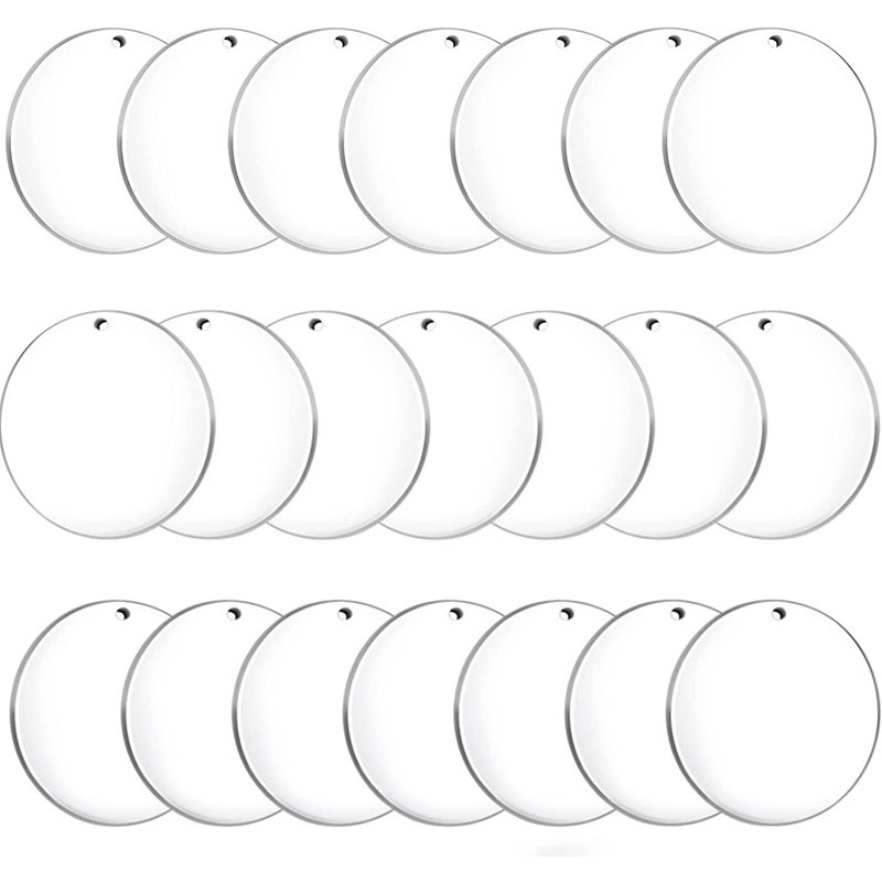 Image of 100pcs Round Acrylic Keychain Blanks 2inch Circle Blanks With Hole, Clear Acrylic Discs Circles Bulk For Keychains Ornament Painting And Vinyl Crafts Projects