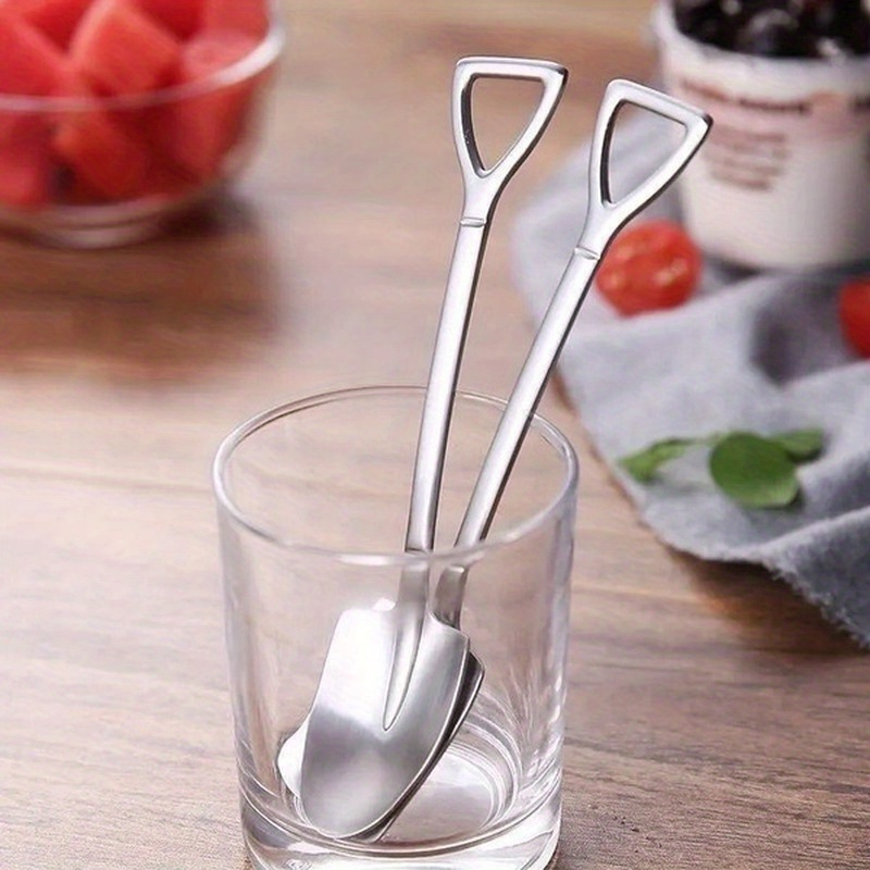 8pcs stainless steel coffee ice cream spoon set shovel shaped dessert spoons with ergonomic handles   parties weddings details 4