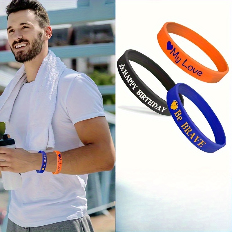 Personalized Women's Silicone Bracelets with Colorful 3D Text for Birthday