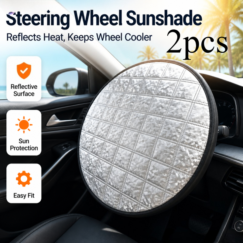 Image of 2pcs Steering Wheel Cover With Breathable Mesh & Microfiber, Anti-slip Suitable For Suvs, Trucks, Sedans - Heat Insulation Shield Protector, Direct-fit For Most Car (no Inner)
