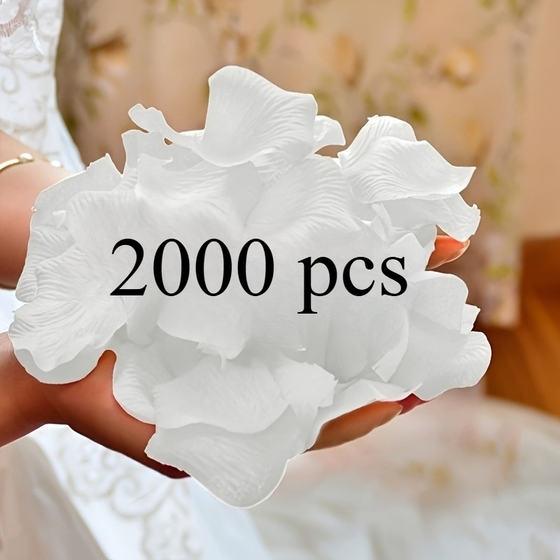 TEMU 2000pcs Artificial White Rose Petals Suitable For Wedding Aisle Decor, Realistic Fake Flower Petals For Wedding Backdrops, Valentine's Day,