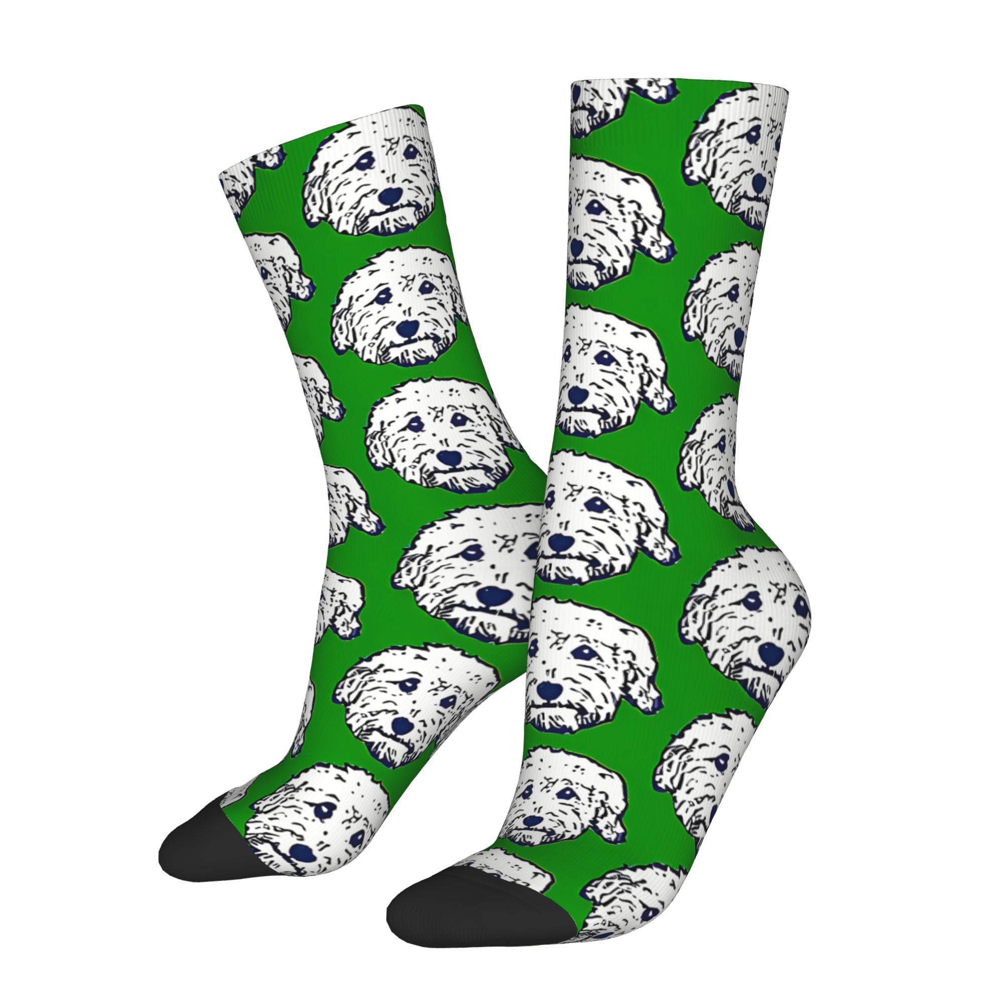 

1 Pair Goldendoodle & Face Socks, Polyester (95% Polyester, 5% Elastane), Knit Fabric, Print, Hand Wash/