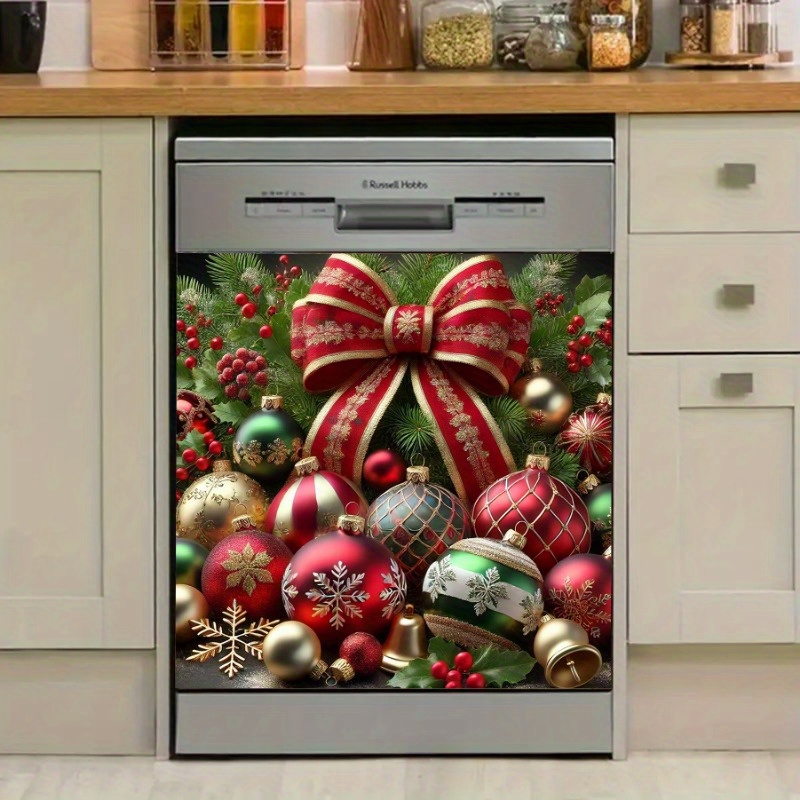 

2d Door Banner, Christmas Themed Magnetic Dishwasher Door Cover - Easy To Clean, Required - Kitchen And Home Decoration