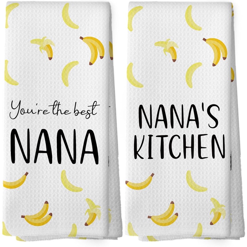 TEMU 2pcs 18*26 Inches Banana Present, Kitchen Dish Towel, A Unique Gift For Grandma, The Grandma Hand Towel, Decorative Kitchen Tea Towel, Cleaning