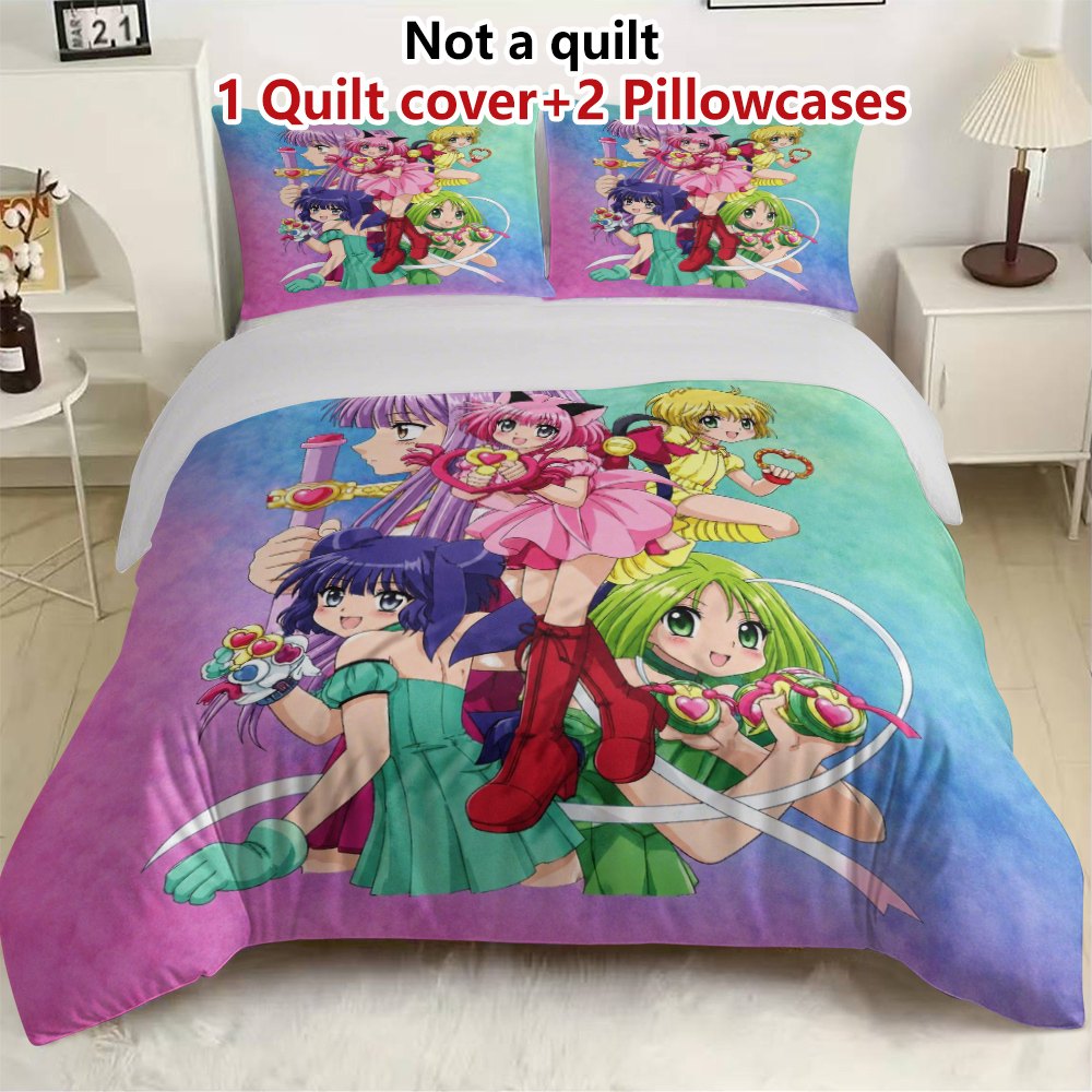 TEMU 3pcs Magical Girl Heroine Group Print Duvet Piece Set (1 X Duvet Cover And 2 X Pillowcases, Comforter Not Included), Fantasy Theme, Colorful