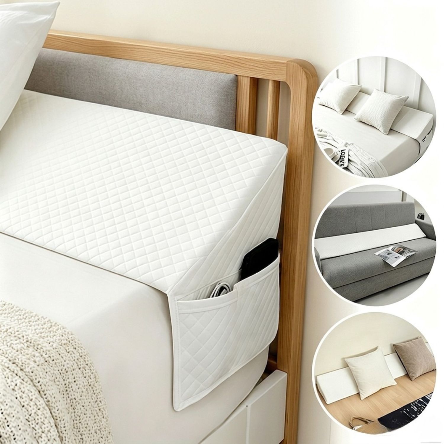 Wedge-shaped Pillow For The Bed - A Mattress Filler That Closes Between Your Headboard And Mattress Or Wall, Ideal For Use As A Backrest While Sleeping