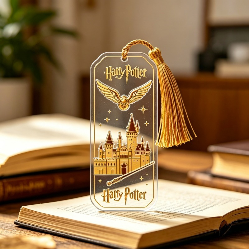 Image of Wb Harry Potter Themed Durable Acrylic Bookmark, Perfect For Book Lovers, Teens, Reading Aid, Tassel Ornament, Acrylic Material, Ideal Gift For Birthdays, Graduation Season, Mother's Day, Father's Day
