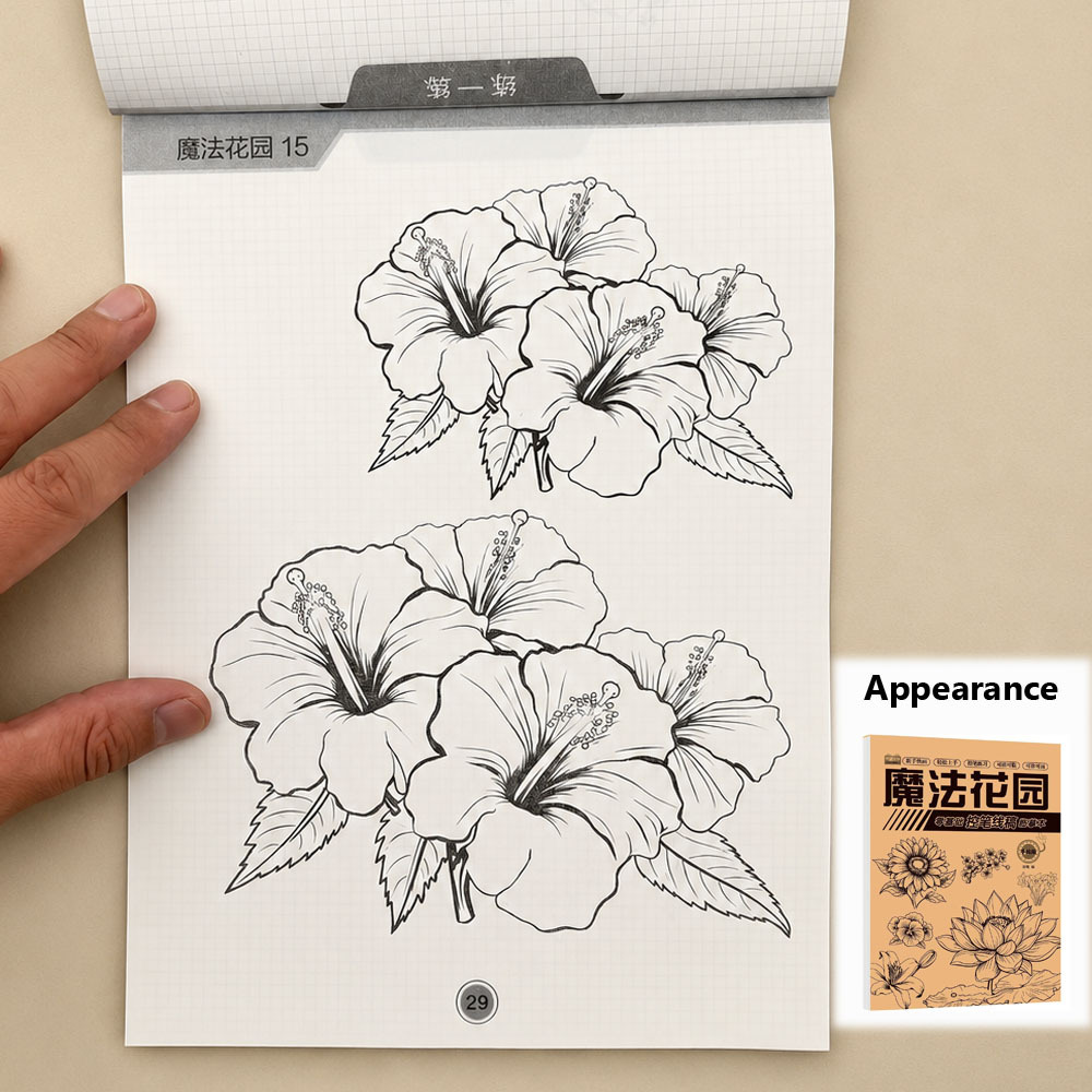 TEMU 48-page Floral Line Art Drawing Book Suitable For Teens & Adults - Tracing Workbook With Step--step Sketching Practice, Relaxing Relax Activity