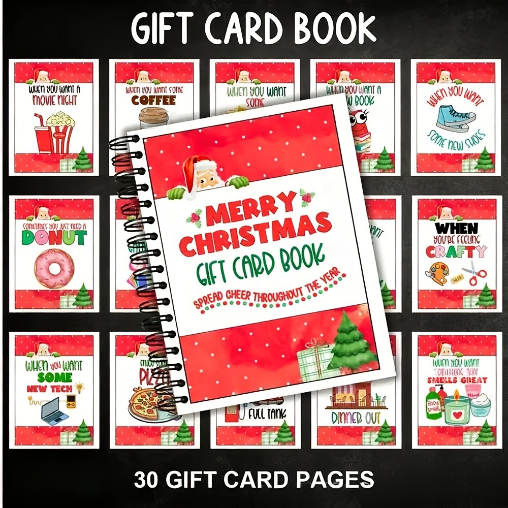 Creative Christmas Gift Card Book Notebook, Containing 30 Different Theme Pages (coffee, Food, Handicrafts, Etc.) And 4 Holiday Pages And Signature Pages, Creative Gift Card Book