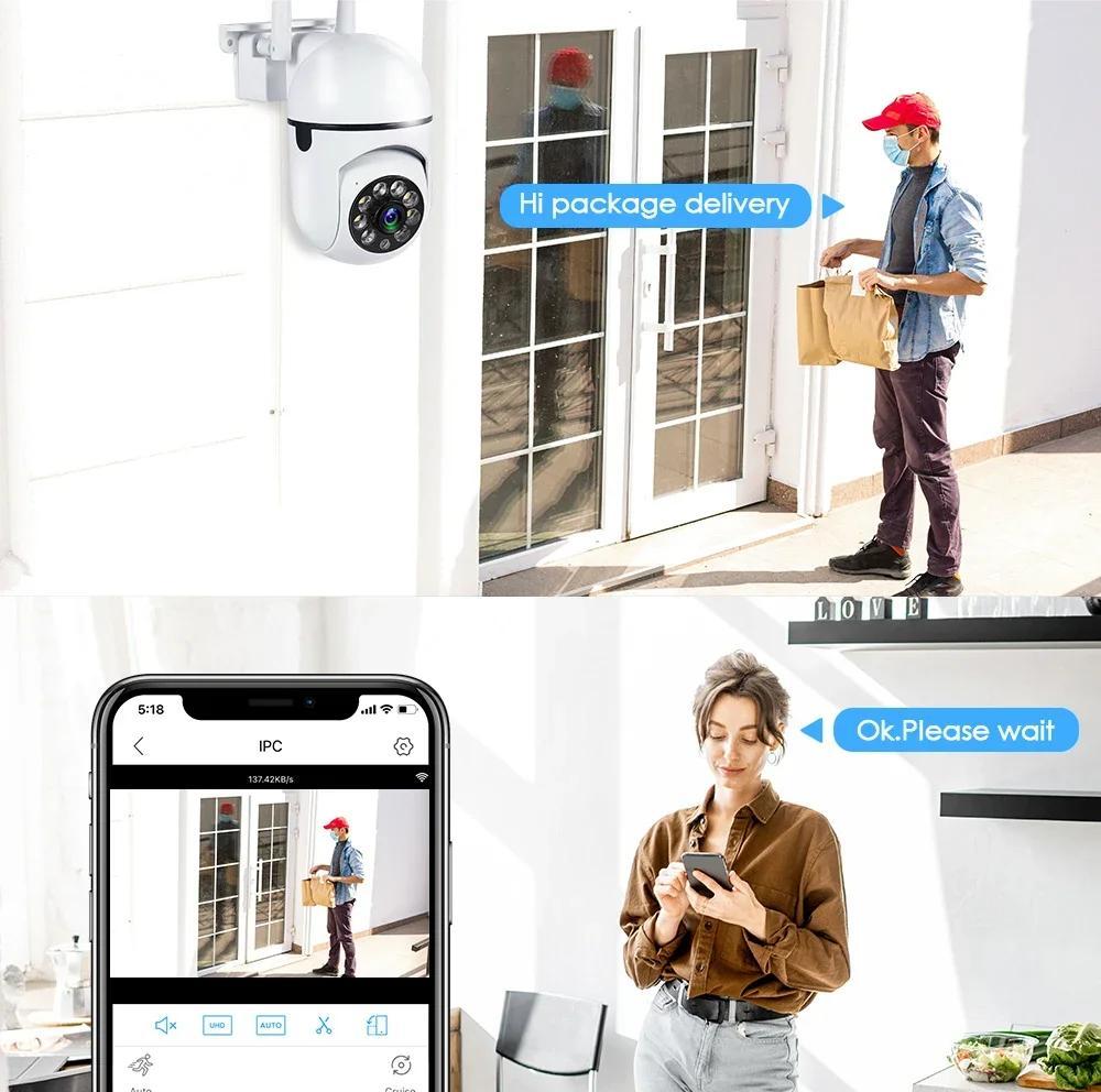 Mini Security Video Surveillance with 64GB Storage Card, Network PTZ Camera, 360 Degree PTZ Panoramic IP Camera, 2.4G Network Camera System, Two-way Audio And Motion Detection, Sound And Light Active Defense Alarm Notification, APP Remote Control Bab details 2