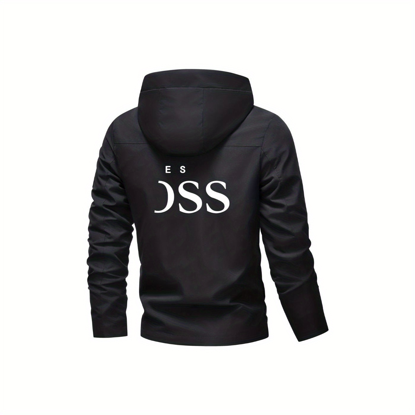 Heren Lente en Herfst Letter Print Hoodie met Rits en Zak, Casual Outdoor Sportjas