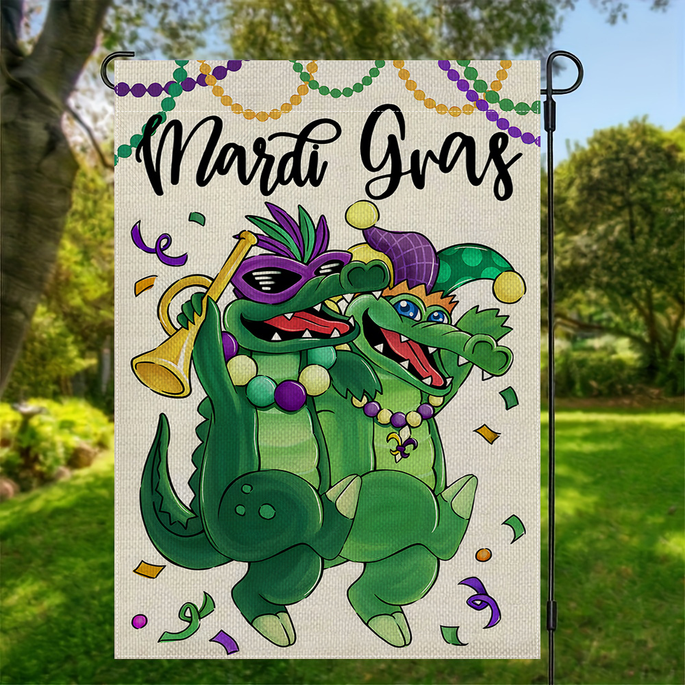 

Mardi Gras Flag - Double-sided, Design, Polyester, Outdoor Home & Yard Decor, 12x18in, No Pole Included