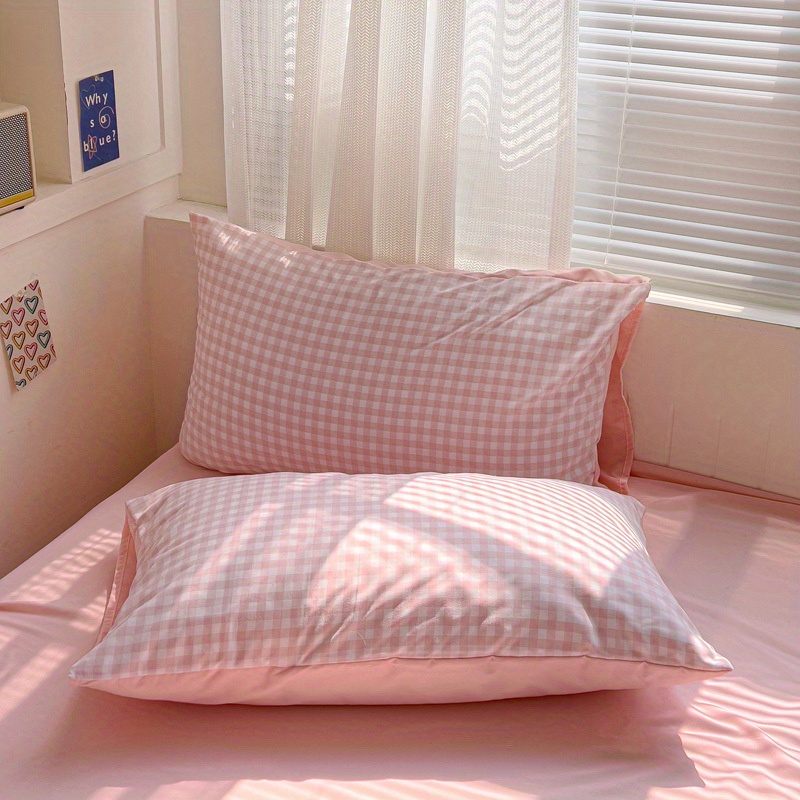 TEMU 2pcs Checkered Pillowcases, Easy And Comfortable Breathable, Machine Washable For