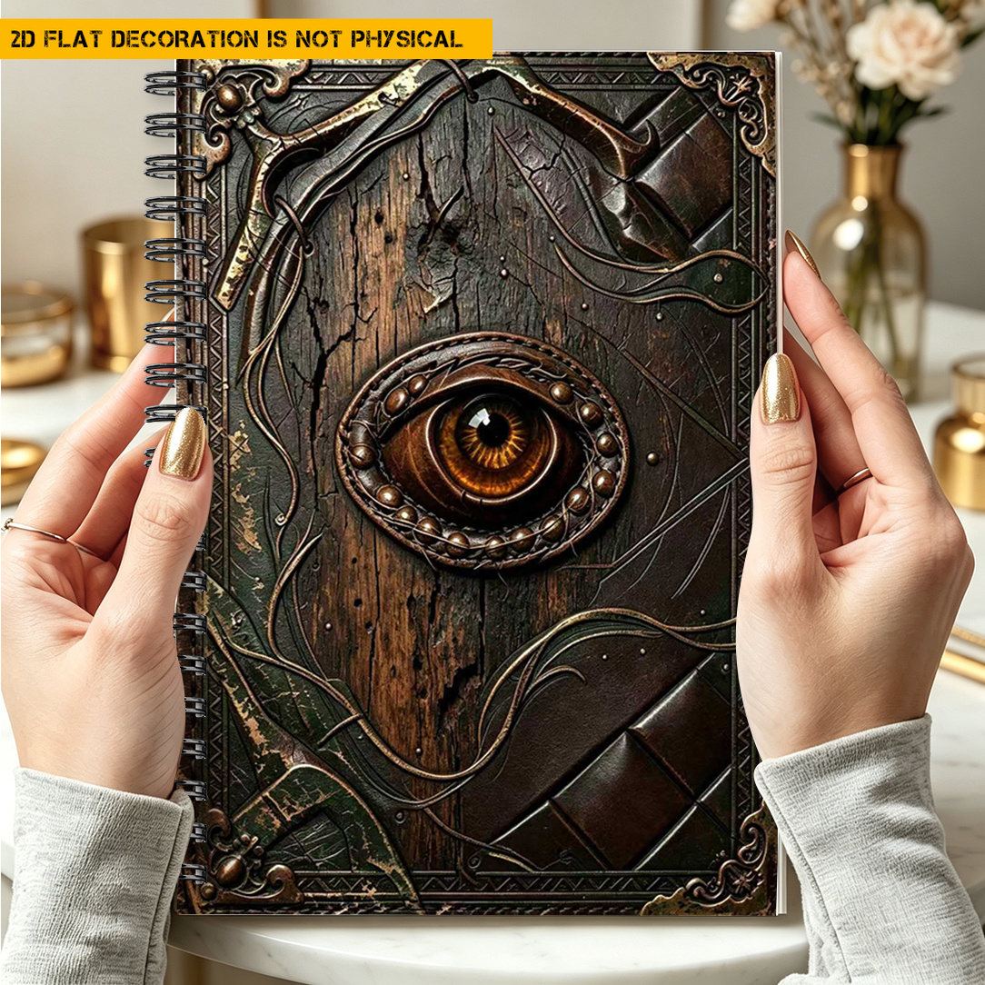 TEMU 2d Flat Spiral Notebook 1pc, A5 Wire-bound Notebook, Retro Pattern Cover, Creative Notebook, Suitable For Novel Writing, Hand Drawing, Reading