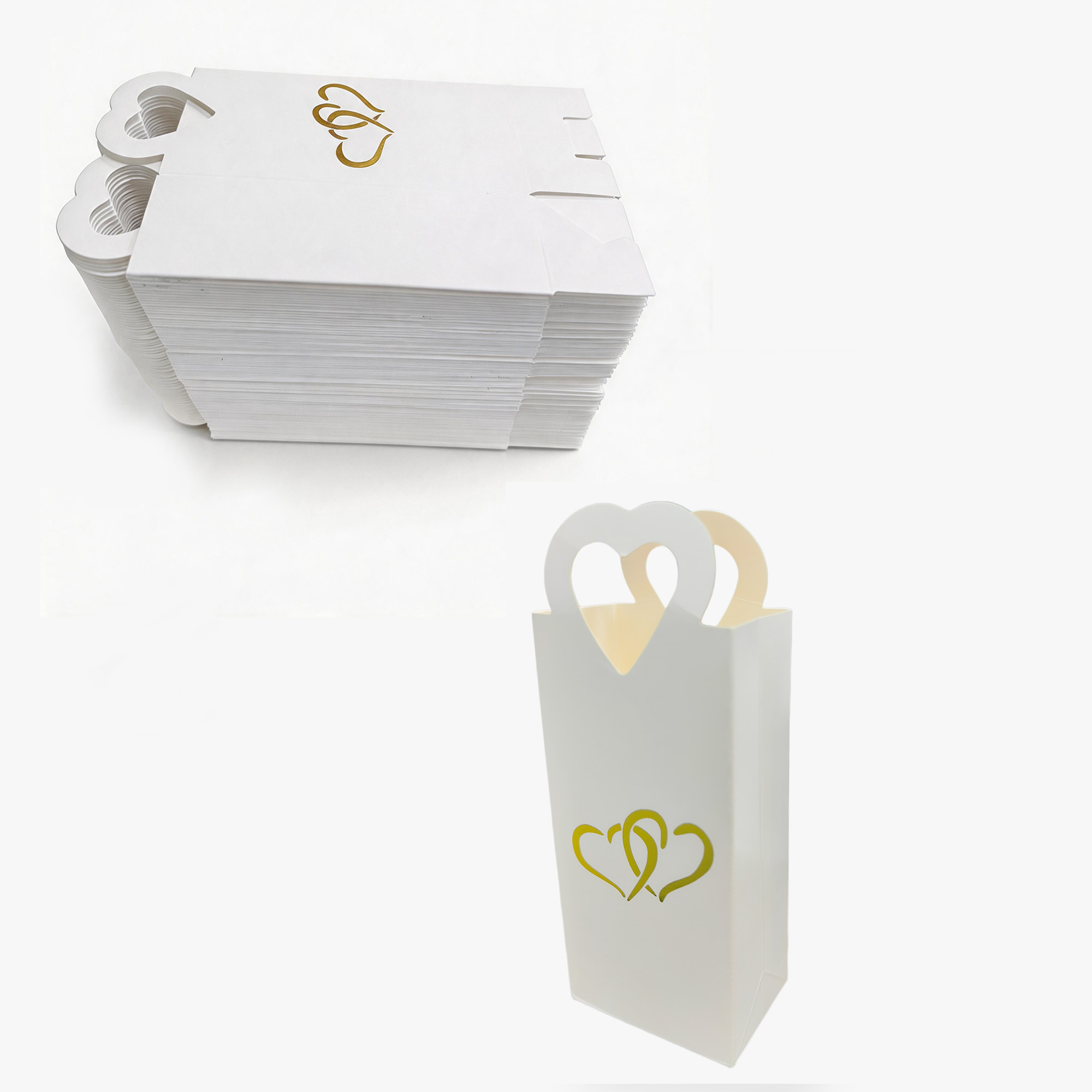 12pcs Luxury Silver Foil Heart Jewelry Boxes with Handle