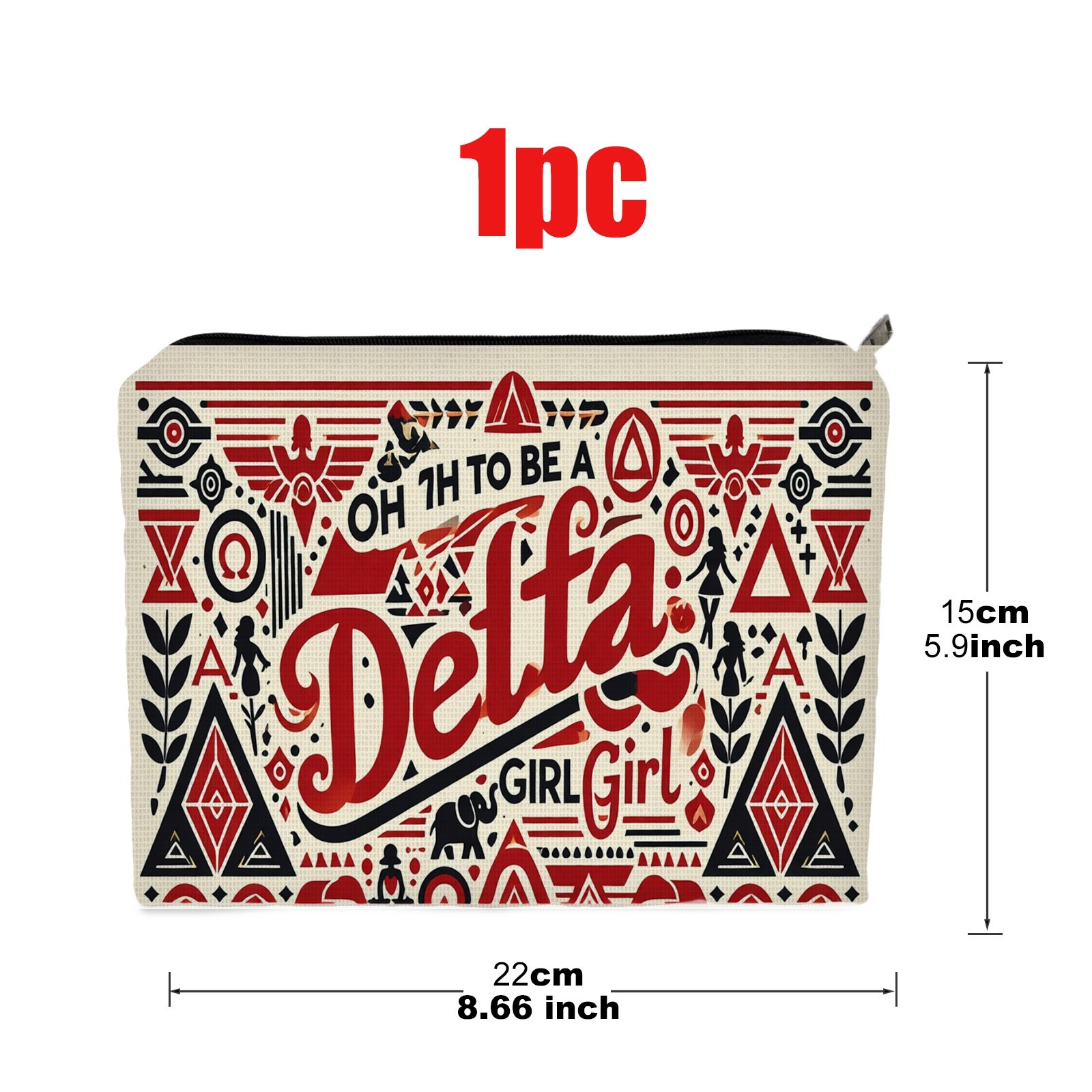 TEMU Girl Themed Makeup Bag, Double-sided Print With Retro Graphic & Art Design, Durable Polyester Cosmetic Pouch In 5.9*8.66inch Size, Perfect For