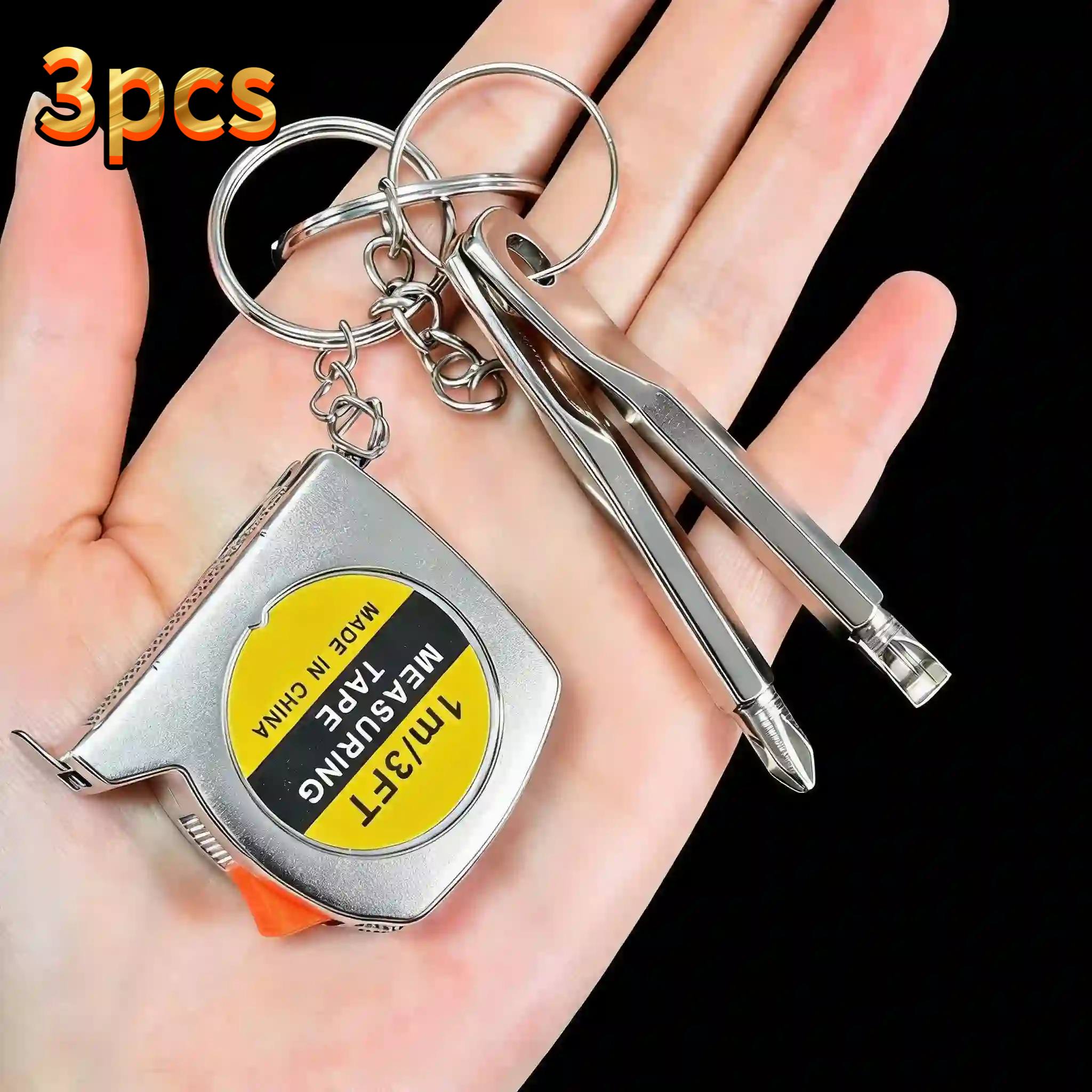 TEMU 3pcs Mini Hand Repair Tools Set, Compact Tape Measure And Exquisite Screwdrivers, Spare Tools For Outdoor Hiking And Camping, Repair Kit For