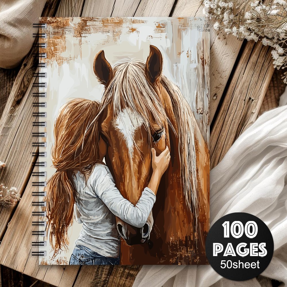 TEMU Bloc-notes à spirale Western - Agenda avec motif de cavalière, pour l'équitation, art western, cadeau pour des chevaux, fournitures de bureau et