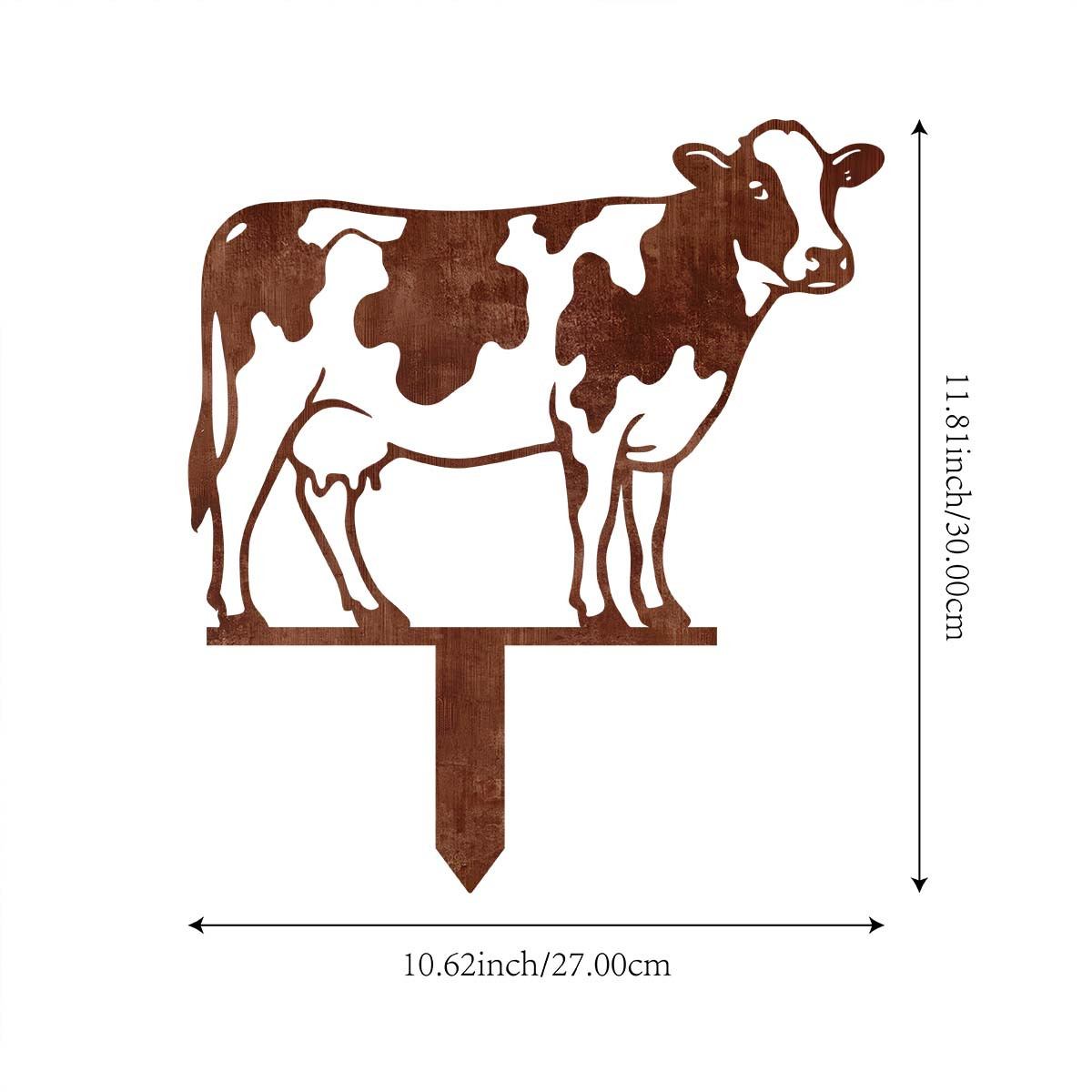 TEMU 【2D Flat】 [2D Flat] . Rost Metall Kuh Garten Dekorative Pfahl, Outdoor Hof Rasen Garten Pfahl, Einfach zu Installieren in Gärten, Rasenflächen,