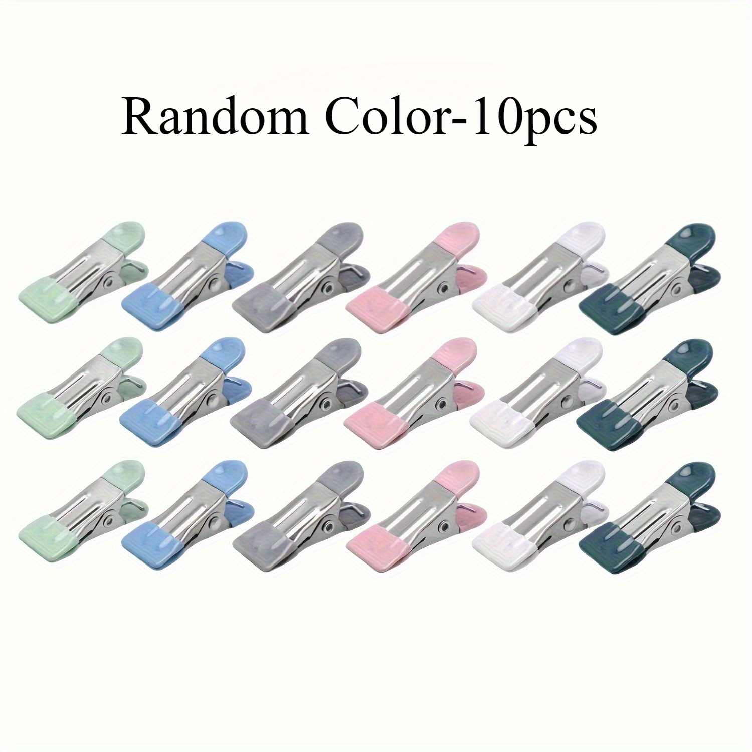 TEMU 10 pezzi Mollette per vestiti in metallo resistenti colorate casuali - Multipack Clip per acciaio inossidabile, Mollette per bucato e foto, Clip