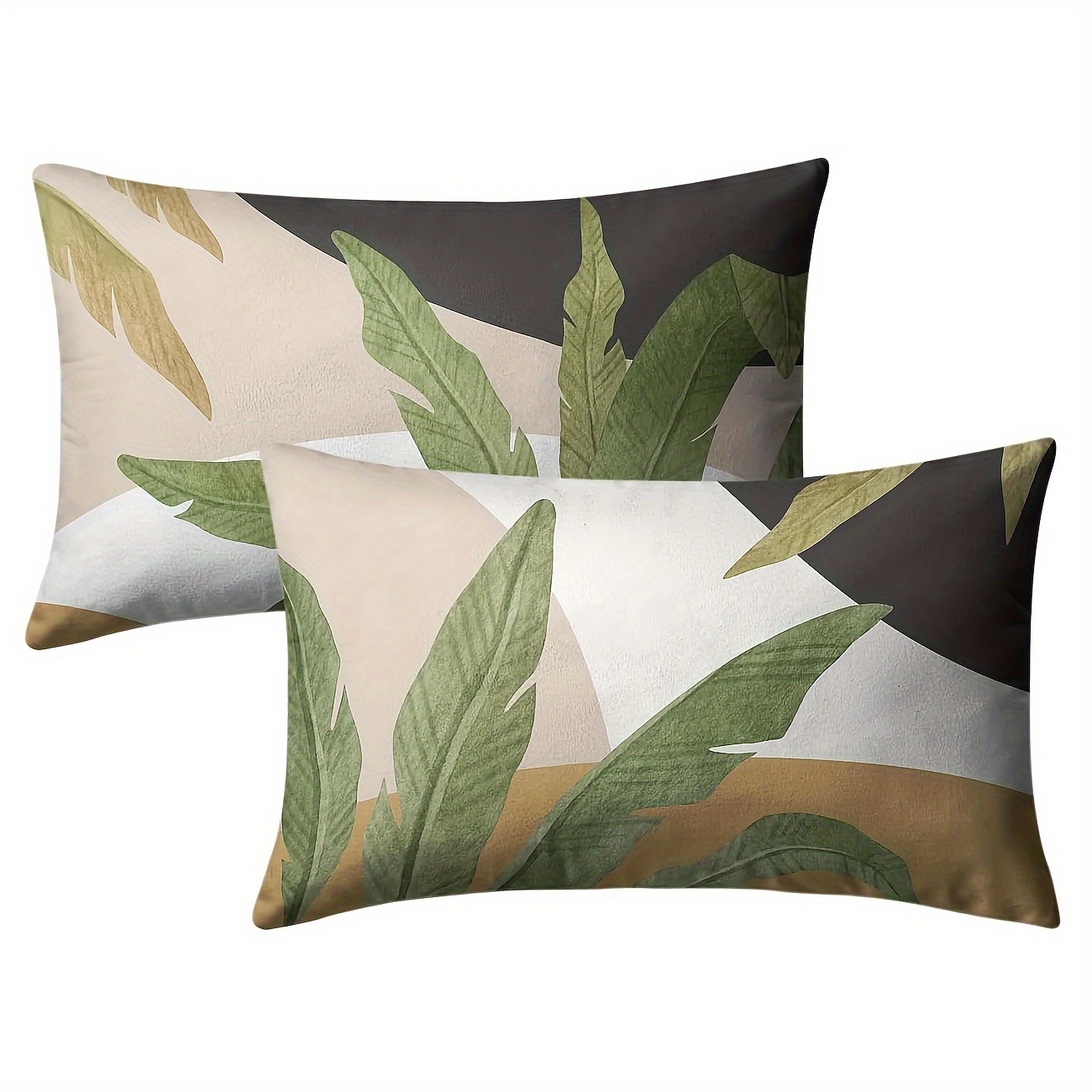 TEMU 2D Flat - Un juego de 2 piezas 2D Flat con fundas de almohada geométricas de plantas Morandi, ideal para decoración y rústica, ropa de cama