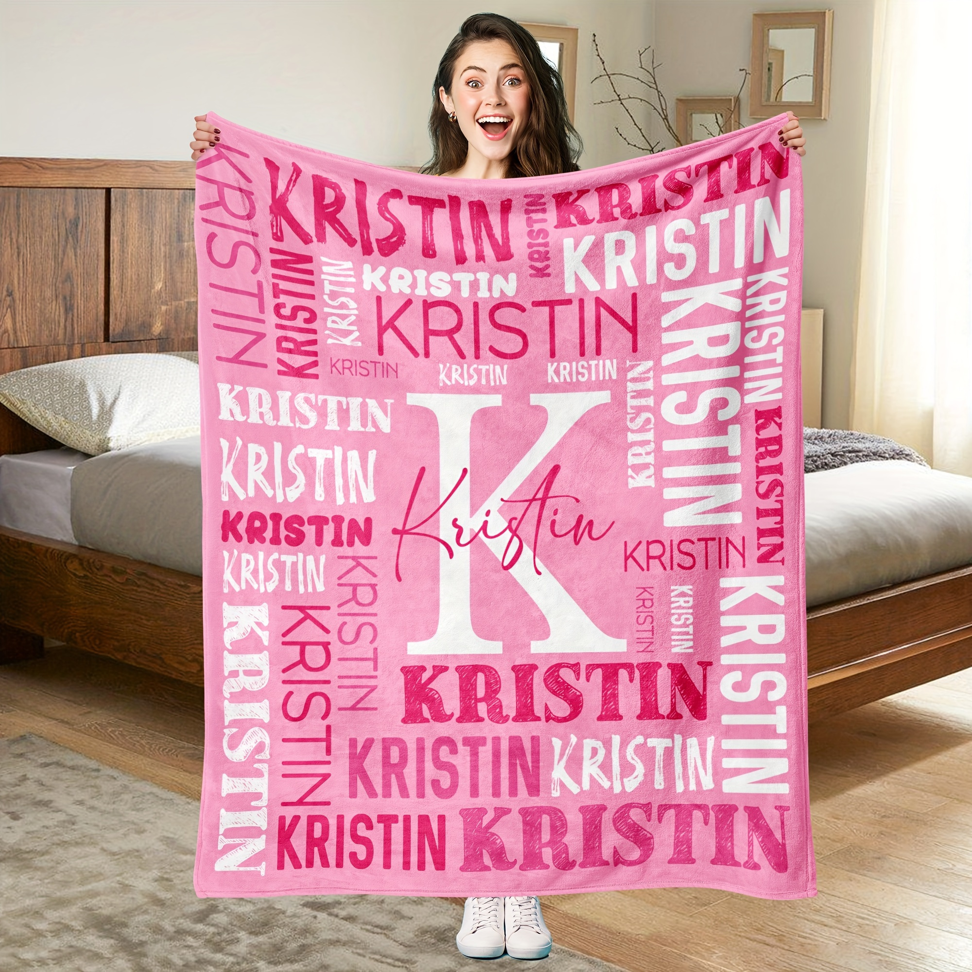 TEMU Personalized Name Plush Custom Blanket: Washable Summer Picnic Blanket Small, Medium, Large, Extra Large. Beach Blanket, Outdoor Lunch Break